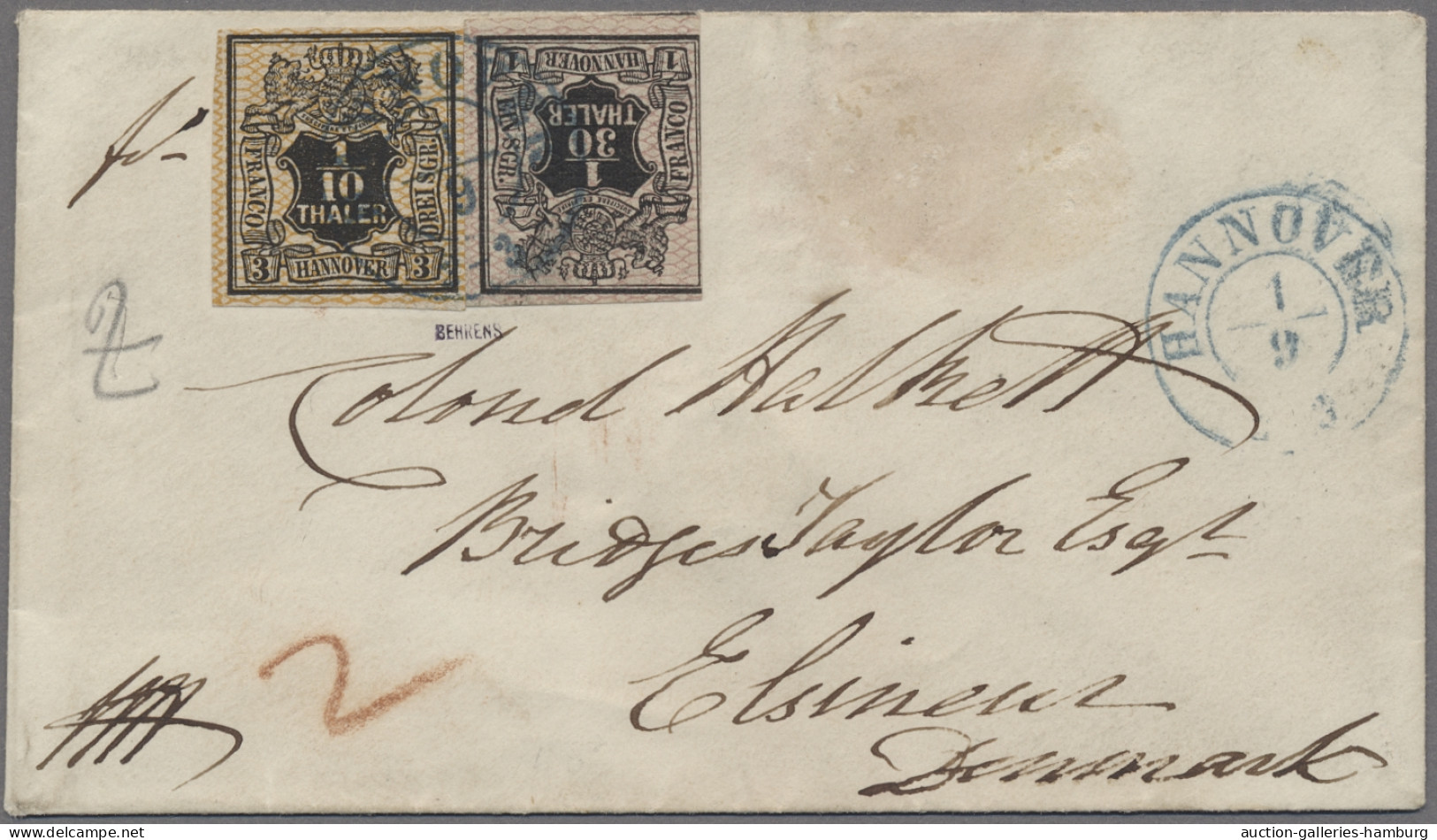 Hannover - Marken Und Briefe: 1856, Freimarken 1/30 Thaler Dreiseitig Voll- Bis - Hanover