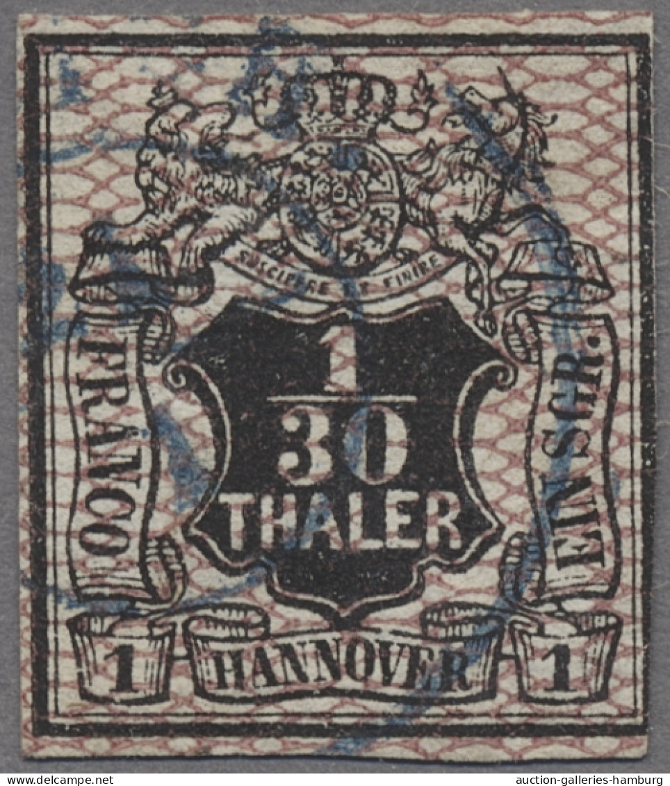 Hannover - Marken Und Briefe: 1856, Freimarke 1/30 Thaler/1 Sgr. Schwarz Mit Rot - Hanovre