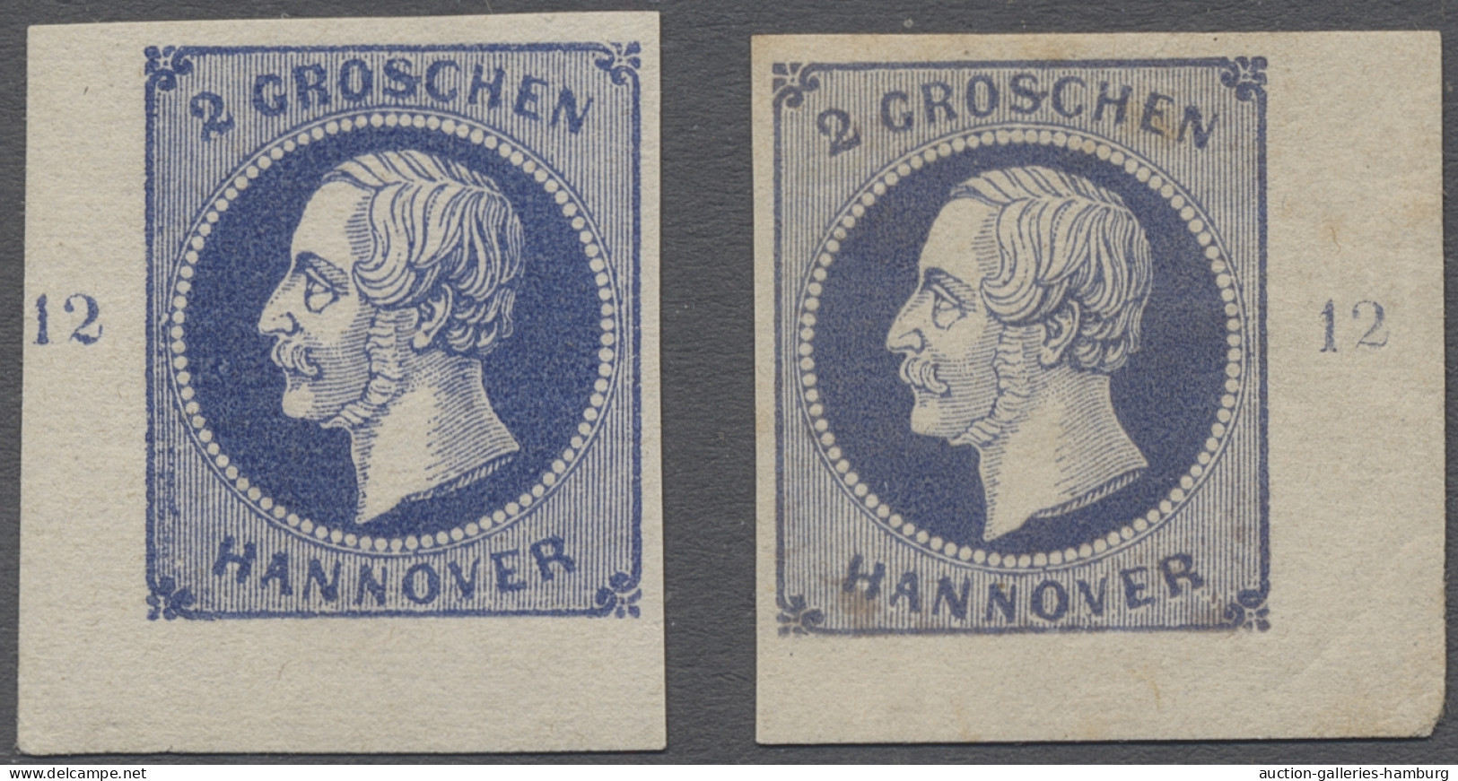 Hannover - Marken Und Briefe: 1859, "Georg V." 2 Gr. Blau Voll- Bis Breitrandig - Hanovre