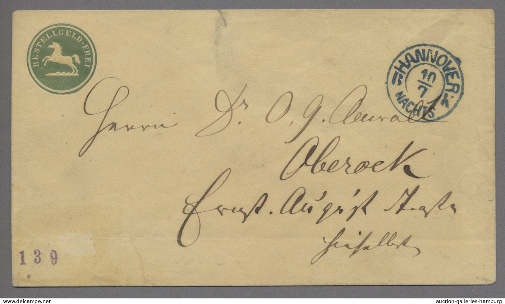 Hannover - Ganzsachen: 1863, Stadtpost-Umschlag Mit Wertstempel "Springendes Pfe - Hanovre
