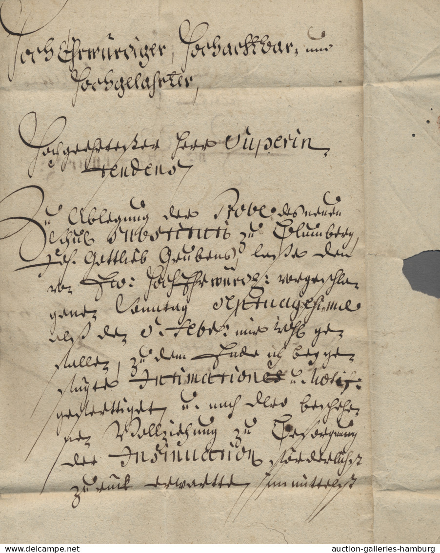 Preußen - Vorphilatelie: 1730, Schnörkelbrief Mit Inhalt Aus Dem Amt Mühlbach, D - Préphilatélie