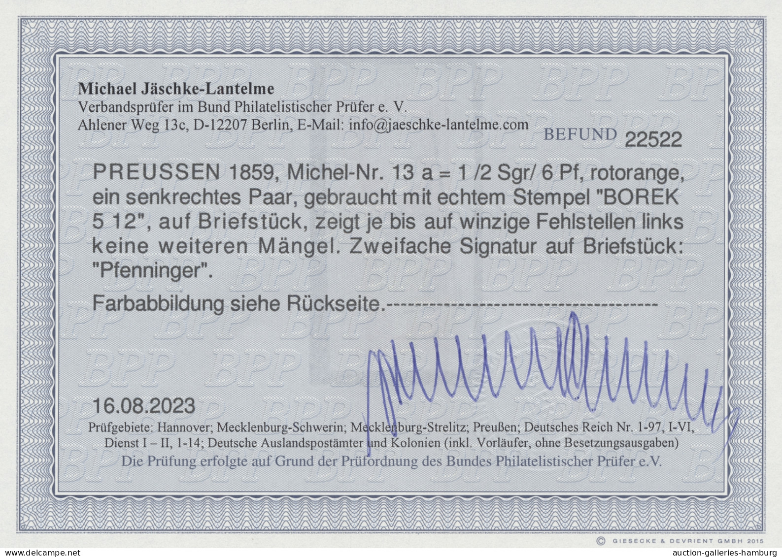 Preußen - Marken Und Briefe: 1859, "Friedrich Wilhelm IV." 1/2 Sgr./6 Pf. Rotora - Other & Unclassified