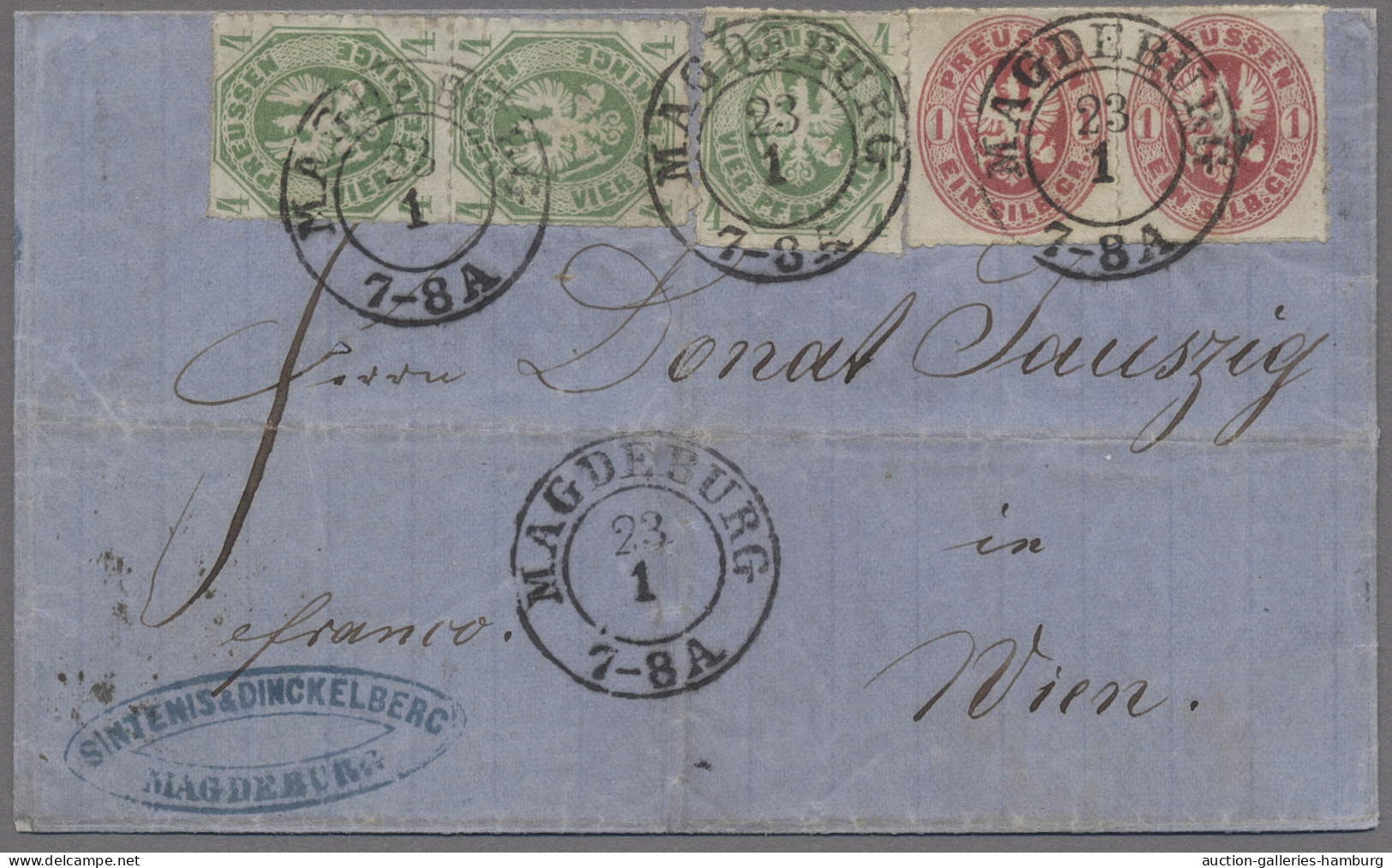 Preußen - Marken Und Briefe: 1861, 3 Stück Der Freimarke 4 Pfg. Gelblichgrün (ei - Autres & Non Classés