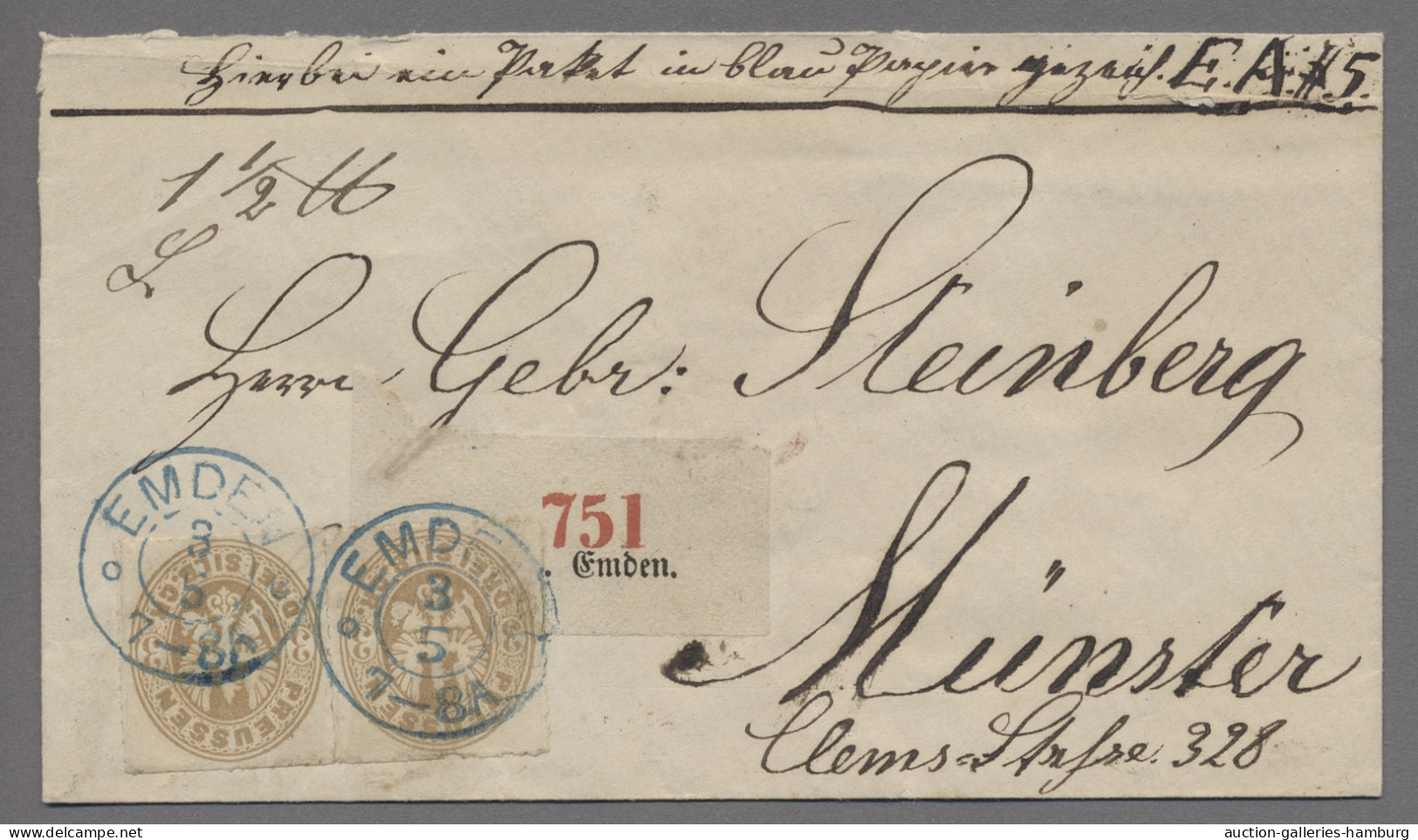 Preußen - Marken Und Briefe: 1861, Freimarke 3 Sgr. Hellbraun Im Waagerechtem Pa - Other & Unclassified