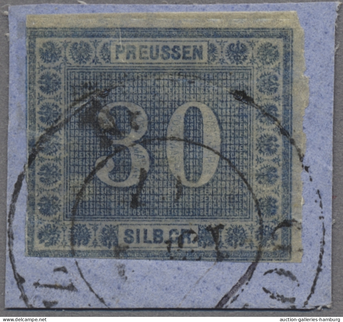 Preußen - Marken Und Briefe: 1866, Innendienst 30 Sgr. Dunkelgrünlichblau, Entwe - Otros & Sin Clasificación