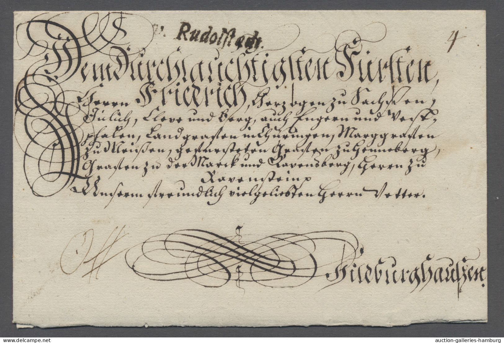 Thurn & Taxis - Vorphilatelie: RUDOLSTADT; 1790 (ca.), Guterhaltener Schnörkelbr - Precursores