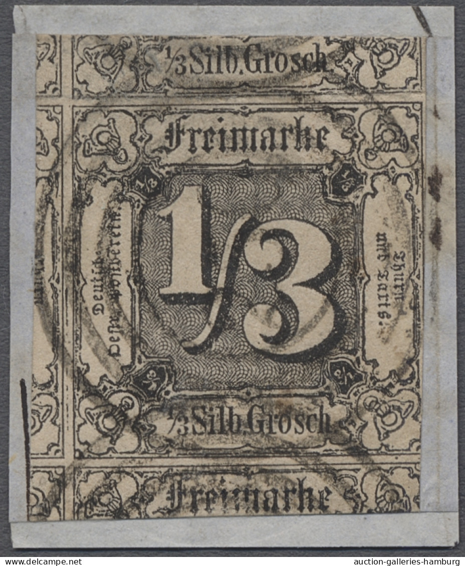 Thurn & Taxis - Marken Und Briefe: 1852, Freimarke 1/3 Sgr. Schwarz Auf Hellbrau - Otros & Sin Clasificación