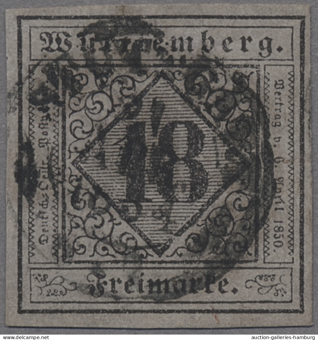 Württemberg - Marken Und Briefe: 1851, Freimarke 18 Kr. Schwarz Auf Violettgrau - Autres & Non Classés