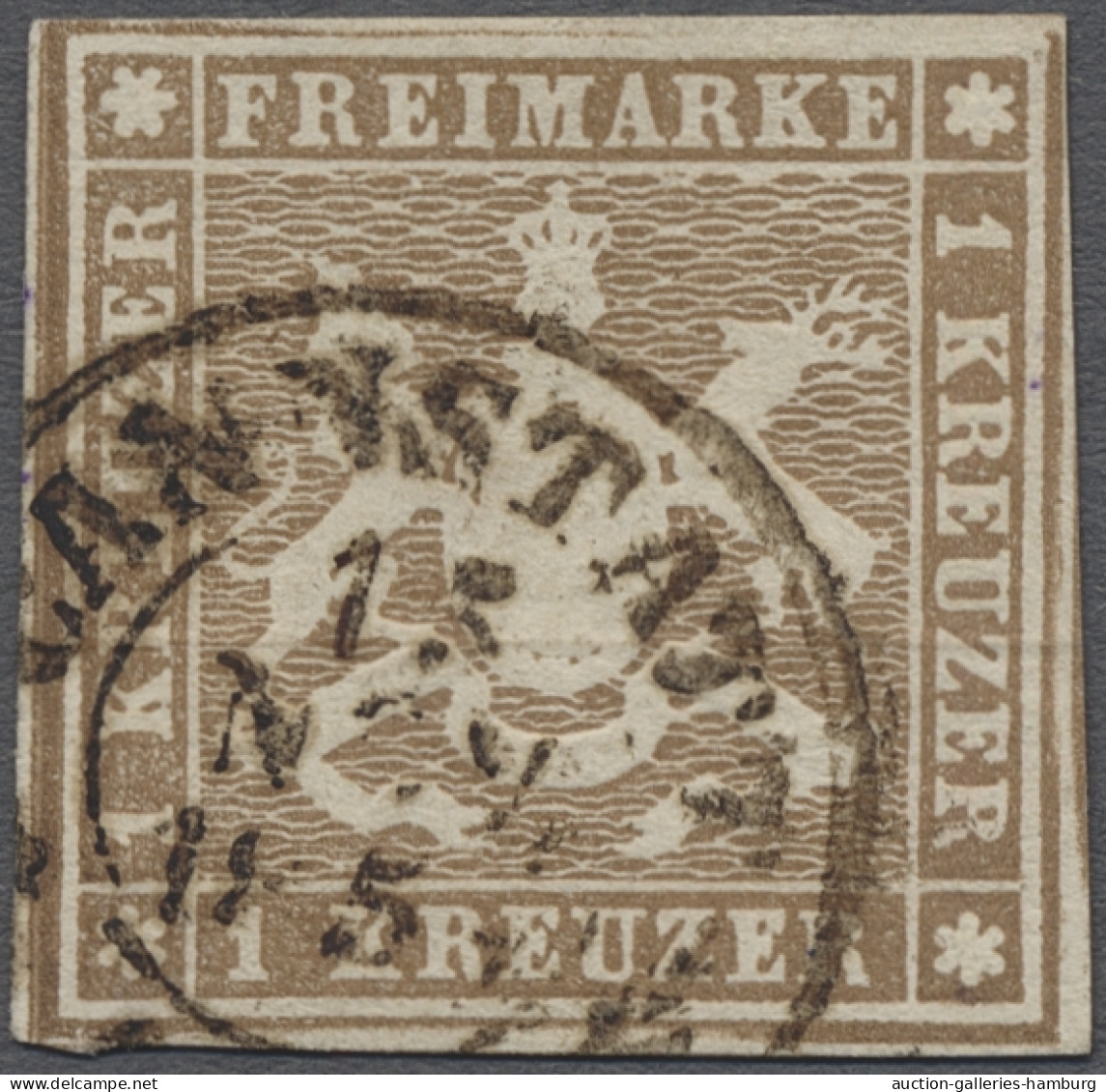 Württemberg - Marken Und Briefe: 1857, Wappen Ungezähnt, 1 Kr. In Der Guten Farb - Other & Unclassified