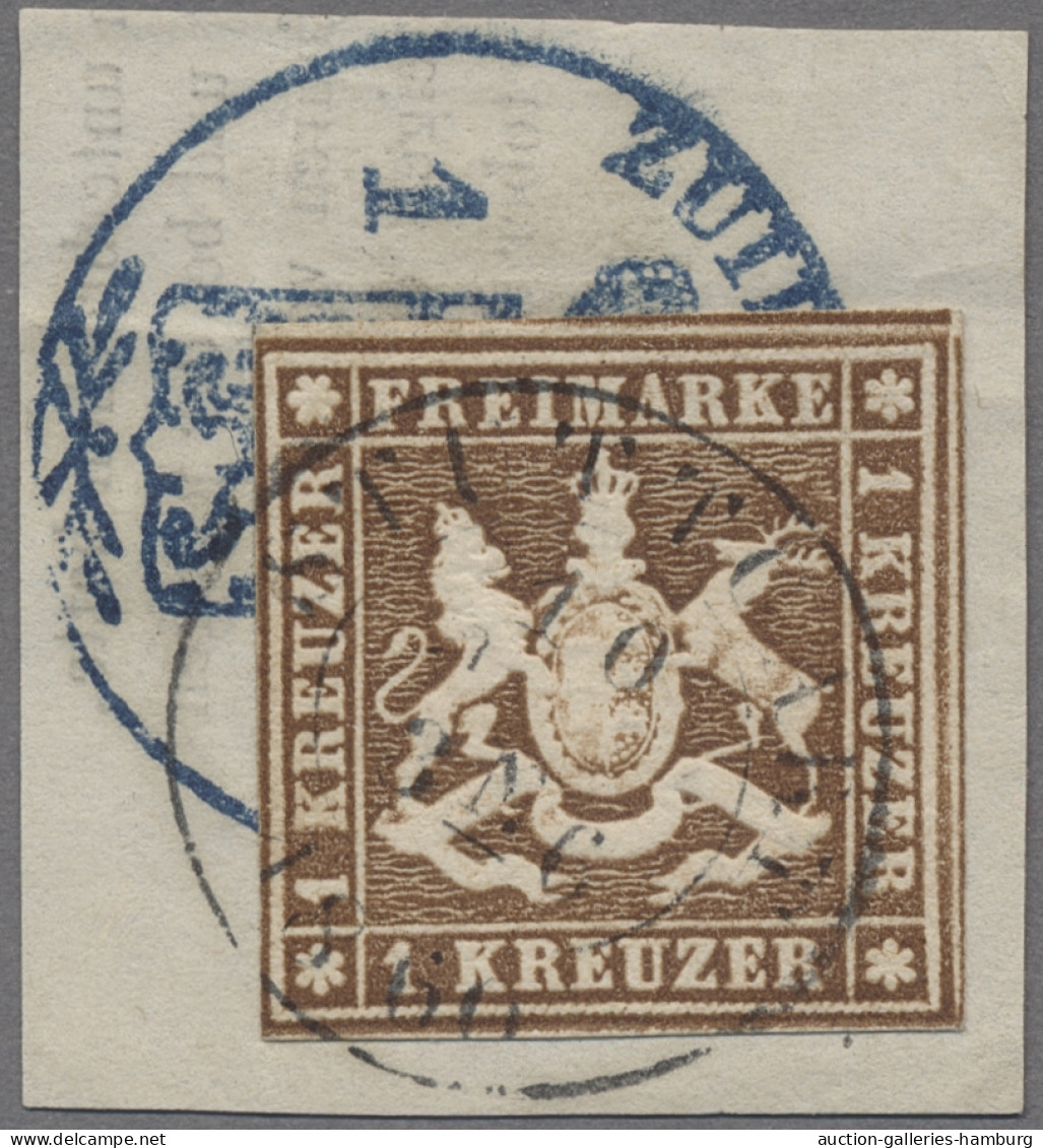 Württemberg - Marken Und Briefe: 1857, 1 Kreuzer In Der Seltenen Farbe "tiefdunk - Otros & Sin Clasificación