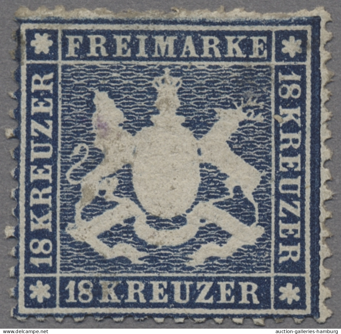 Württemberg - Marken Und Briefe: 1861, Freimarke 18 Kreuzer Dunkelblau Auf Dünne - Autres & Non Classés