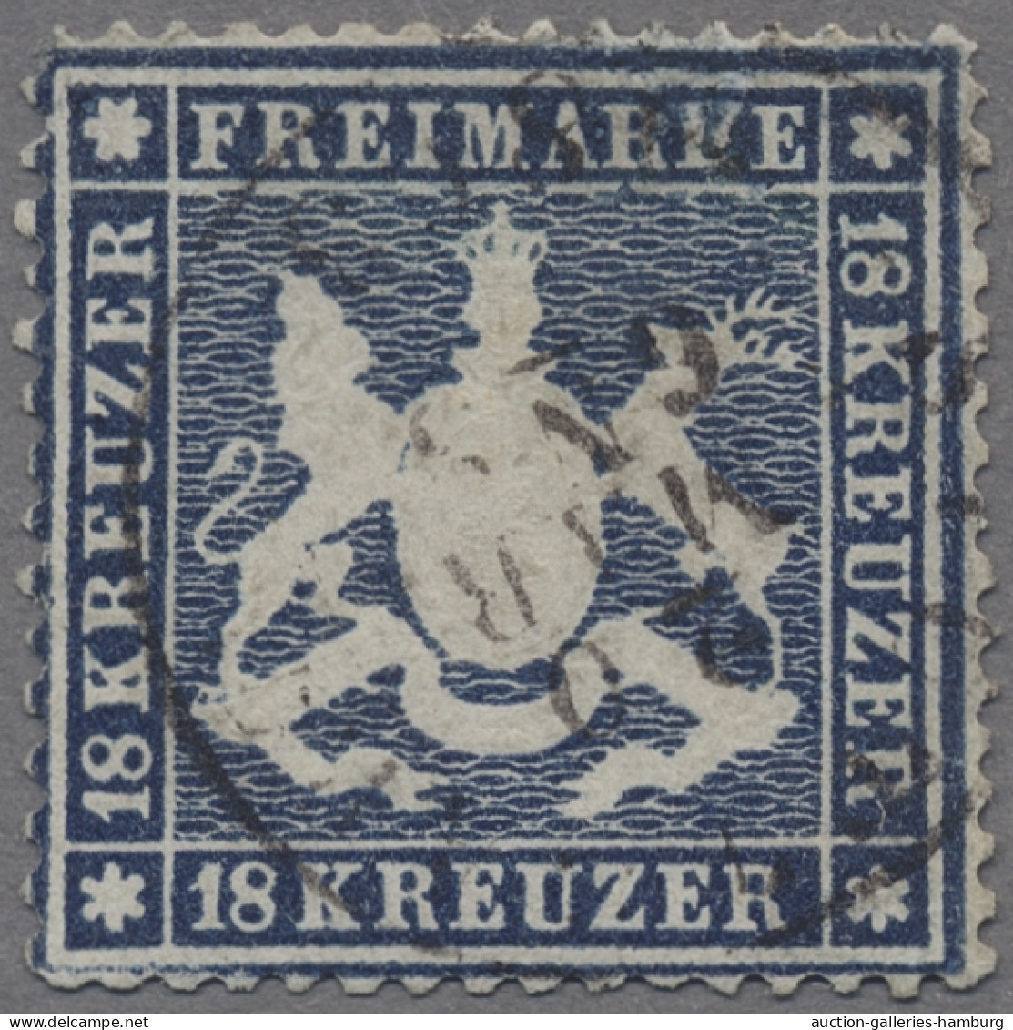 Württemberg - Marken Und Briefe: 1862, 18 Kreuzer Dunkelblau, Echt Gestempelt St - Autres & Non Classés