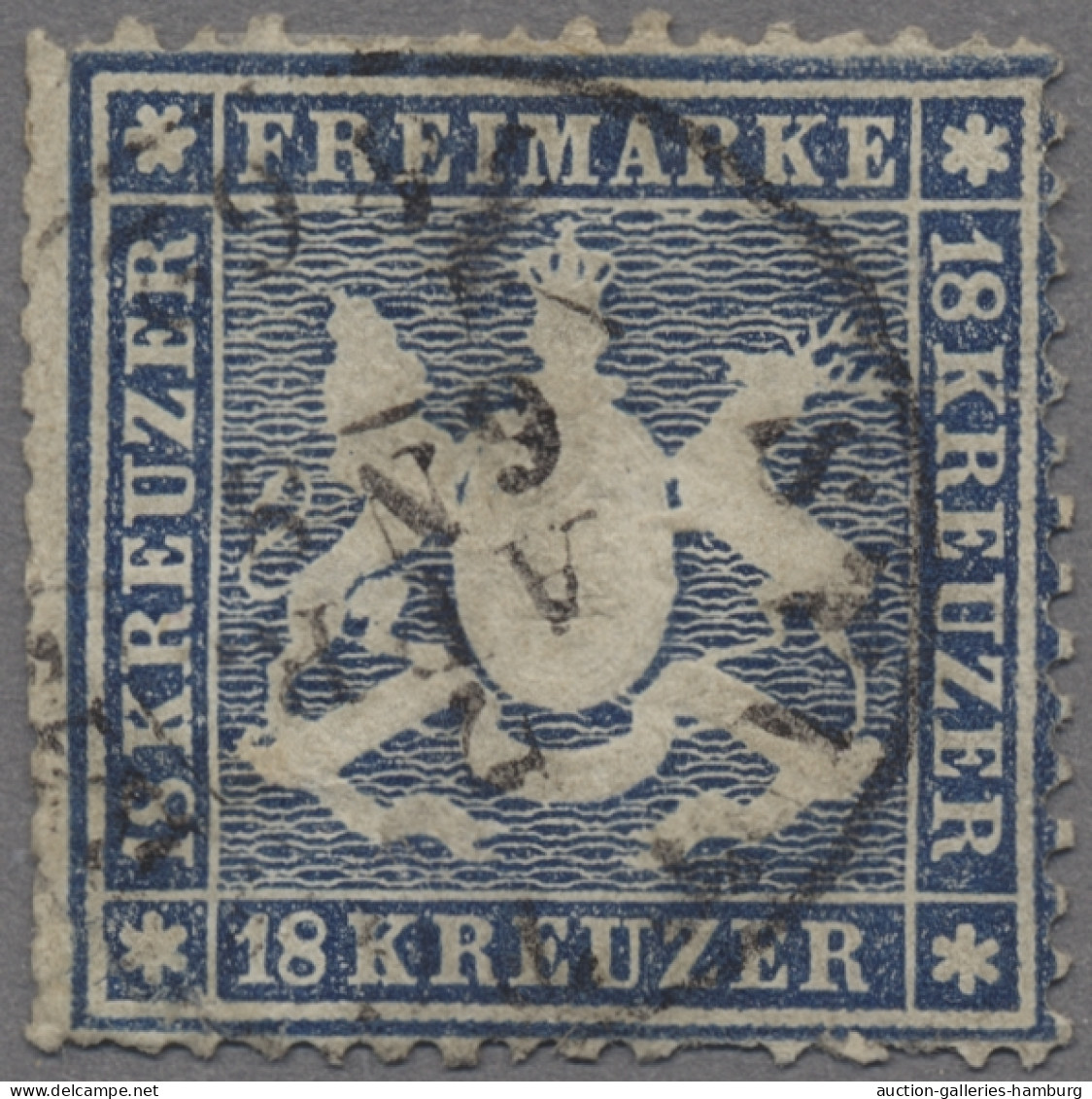 Württemberg - Marken Und Briefe: 1861, Freimarke 18 Kreuzer Dunkelblau Auf Dünne - Autres & Non Classés