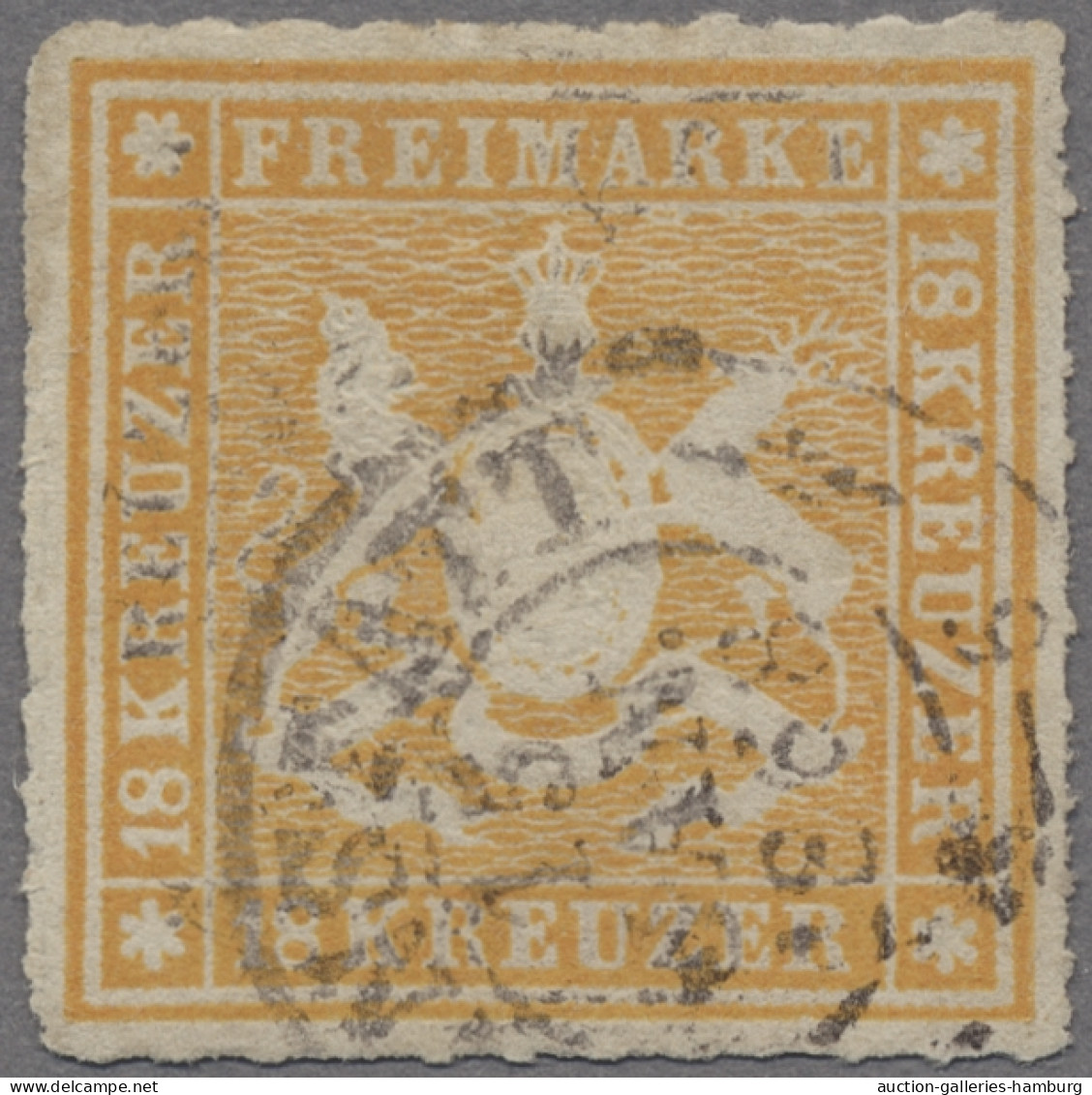 Württemberg - Marken Und Briefe: 1865, Freimarke 18 Kreuzer Orangegelb Durchstoc - Autres & Non Classés