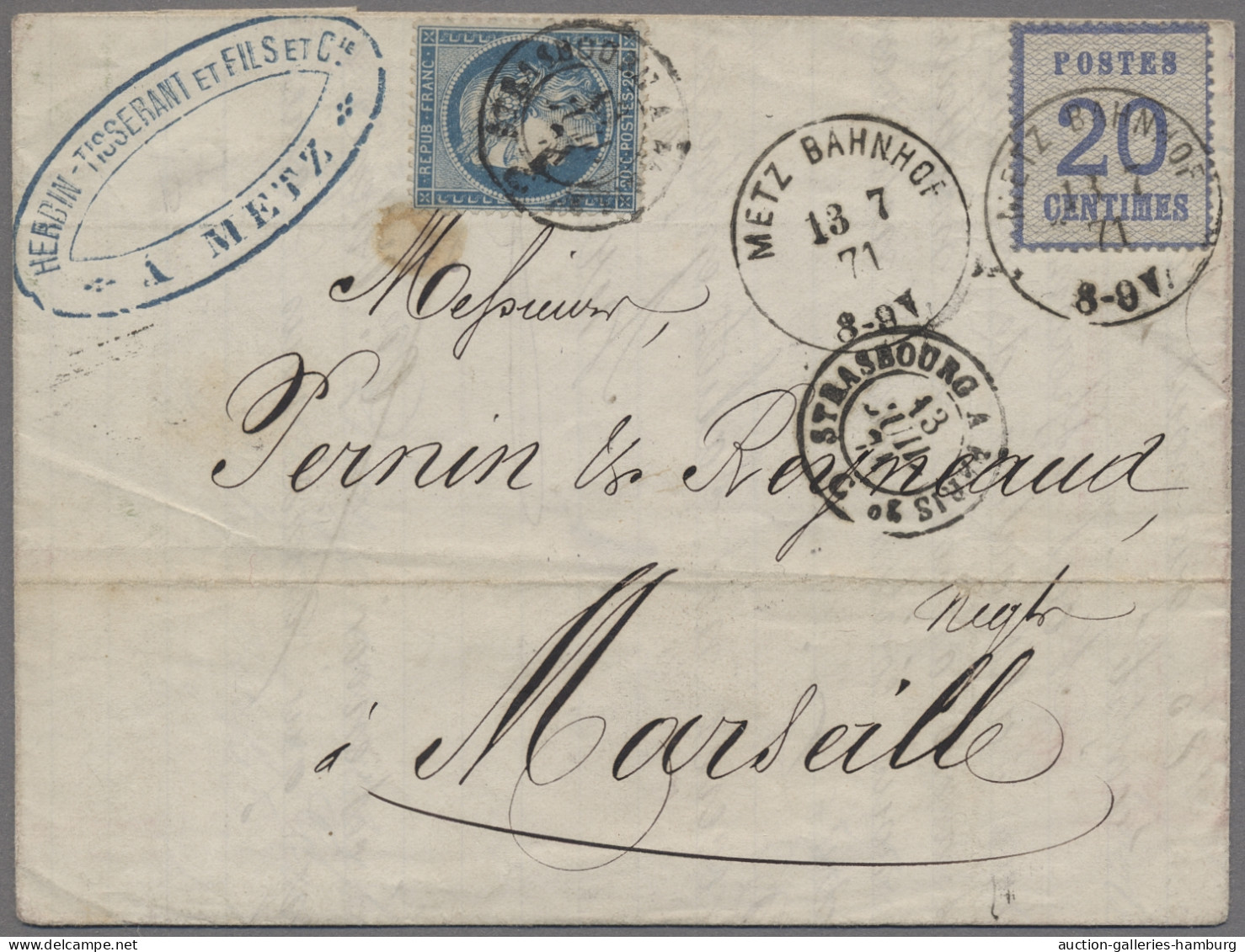 Elsass-Lothringen - Besonderheiten: 1871, Freimarke 20 Centimes Mit Netzwerk Mit - Other & Unclassified