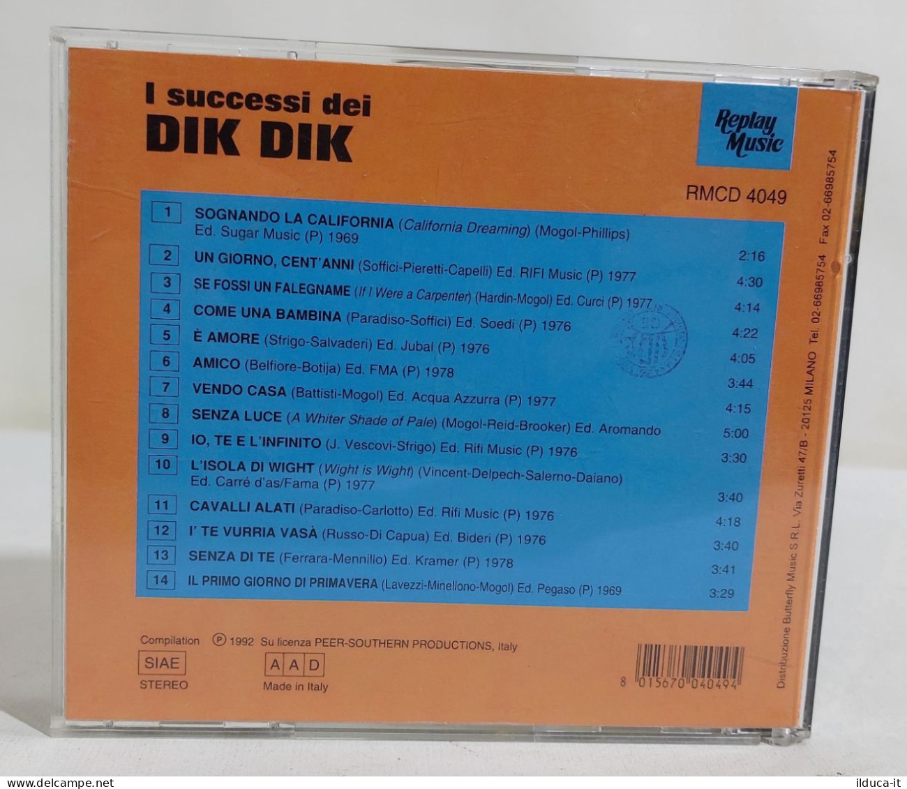 27188 CD - I Successi Dei DIK DIK - Replay Music 1992 - Otros - Canción Italiana