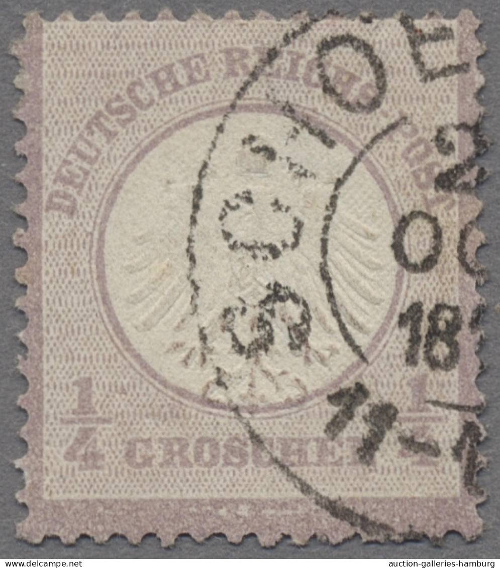 Deutsches Reich - Brustschild: 1872, Kleiner Brustschild, 1/4 Gr. Grauviolett, E - Used Stamps