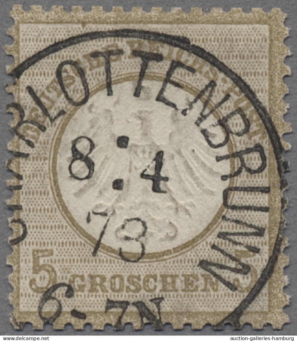 Deutsches Reich - Brustschild: 1873, Kleiner Brustschild, 5 Gr. Ockerbraun, Glas - Oblitérés