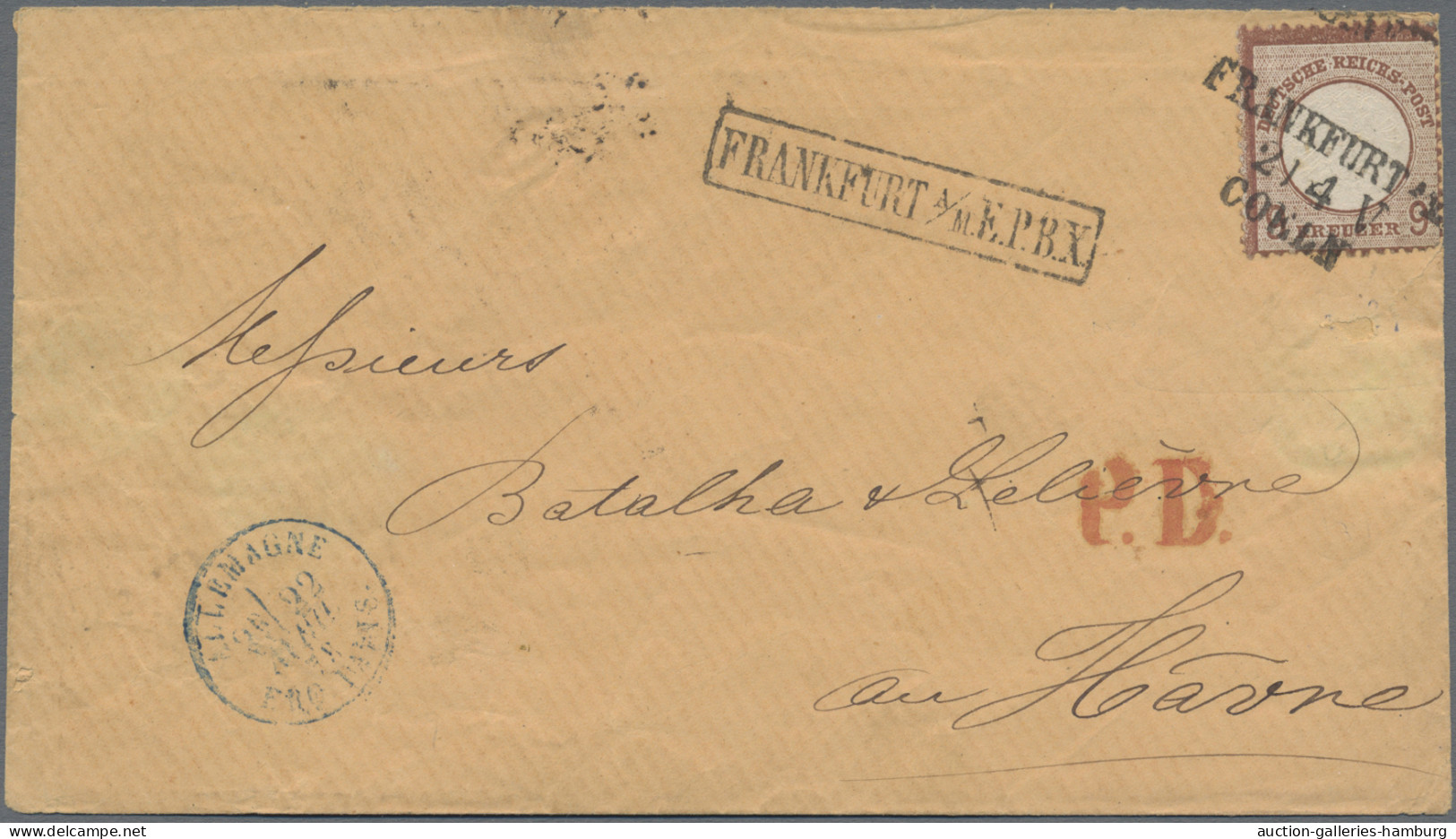 Deutsches Reich - Brustschild: 1873, Großer Brustschild, 9 Kr. (lebhaft)braun, E - Briefe U. Dokumente