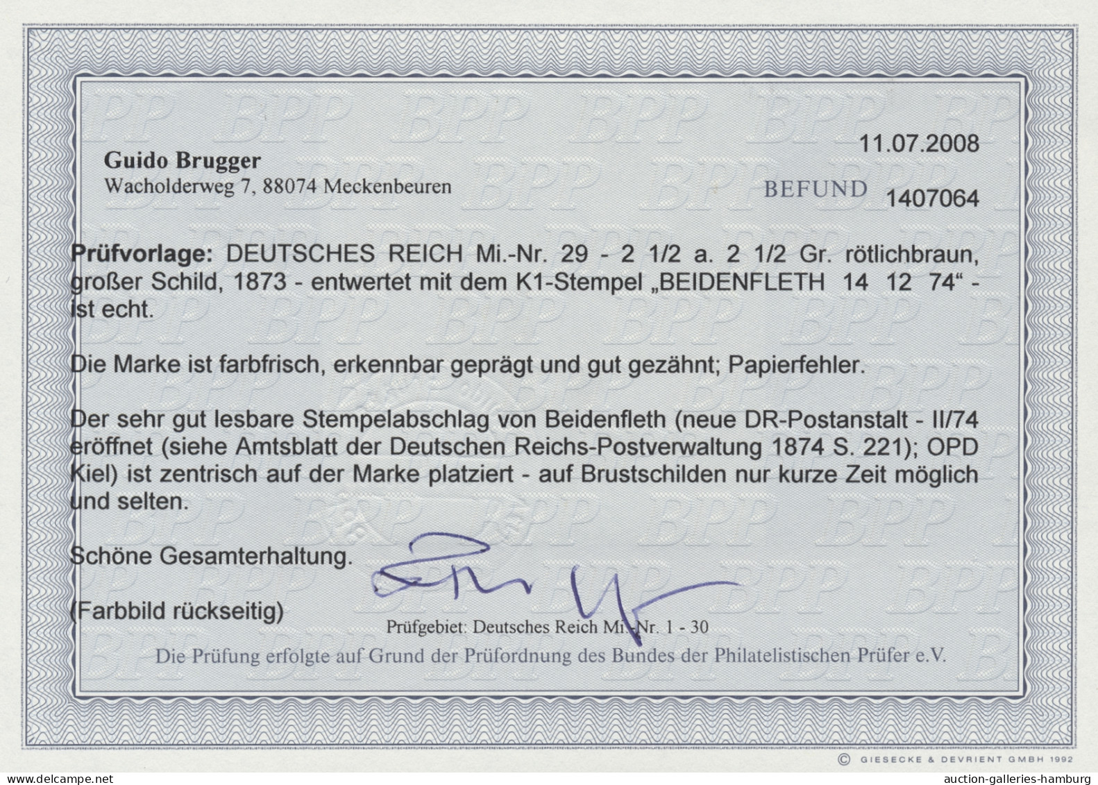 Deutsches Reich - Brustschild: 1874, 2 1/2 Auf 2 1/2 Kr. Rötlichbraun, Laut Foto - Used Stamps
