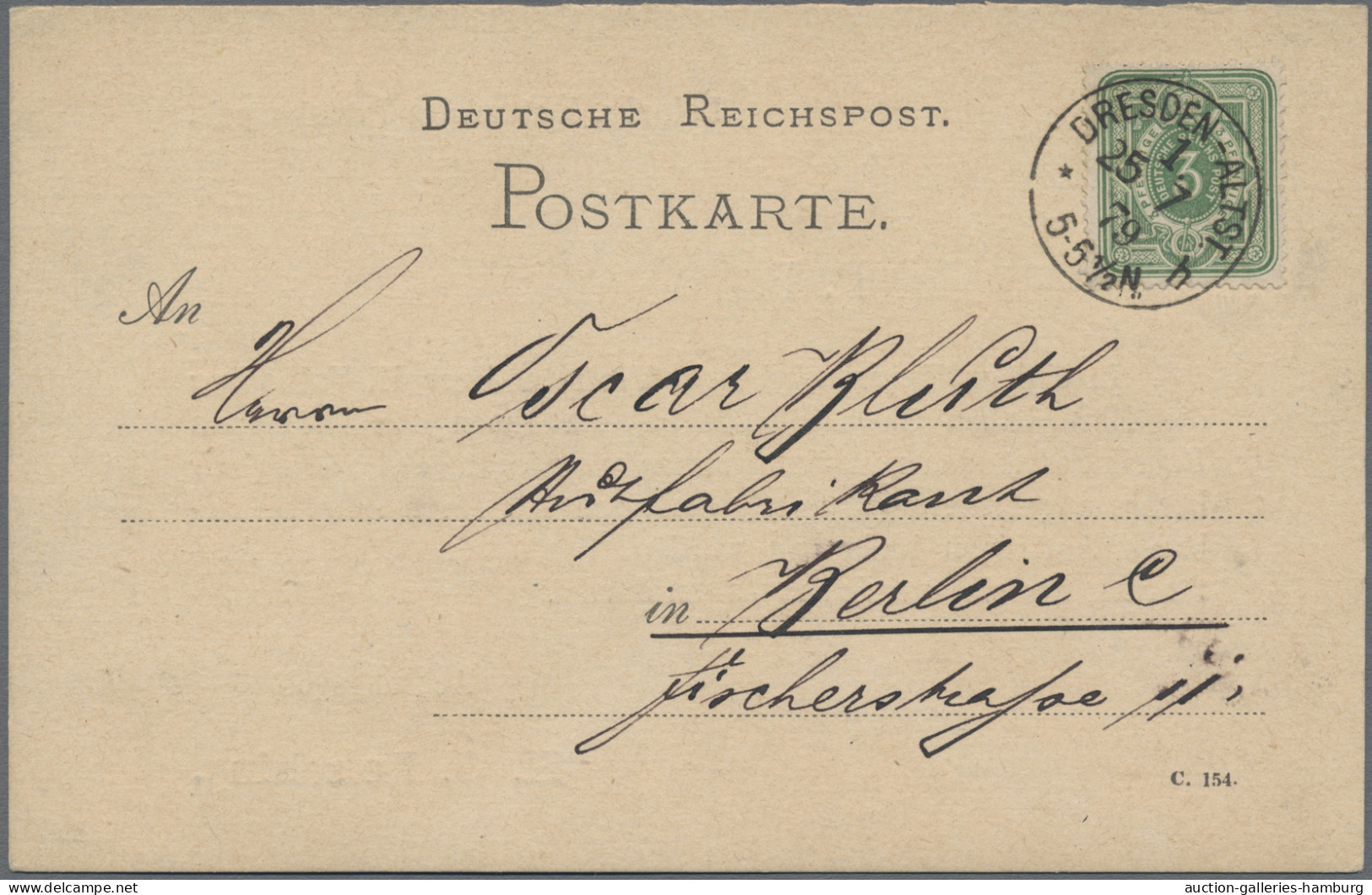 Deutsches Reich - Pfennige: 1875/1879, Drei Vertreter-Ankündigungskarten Je Fran - Cartas & Documentos