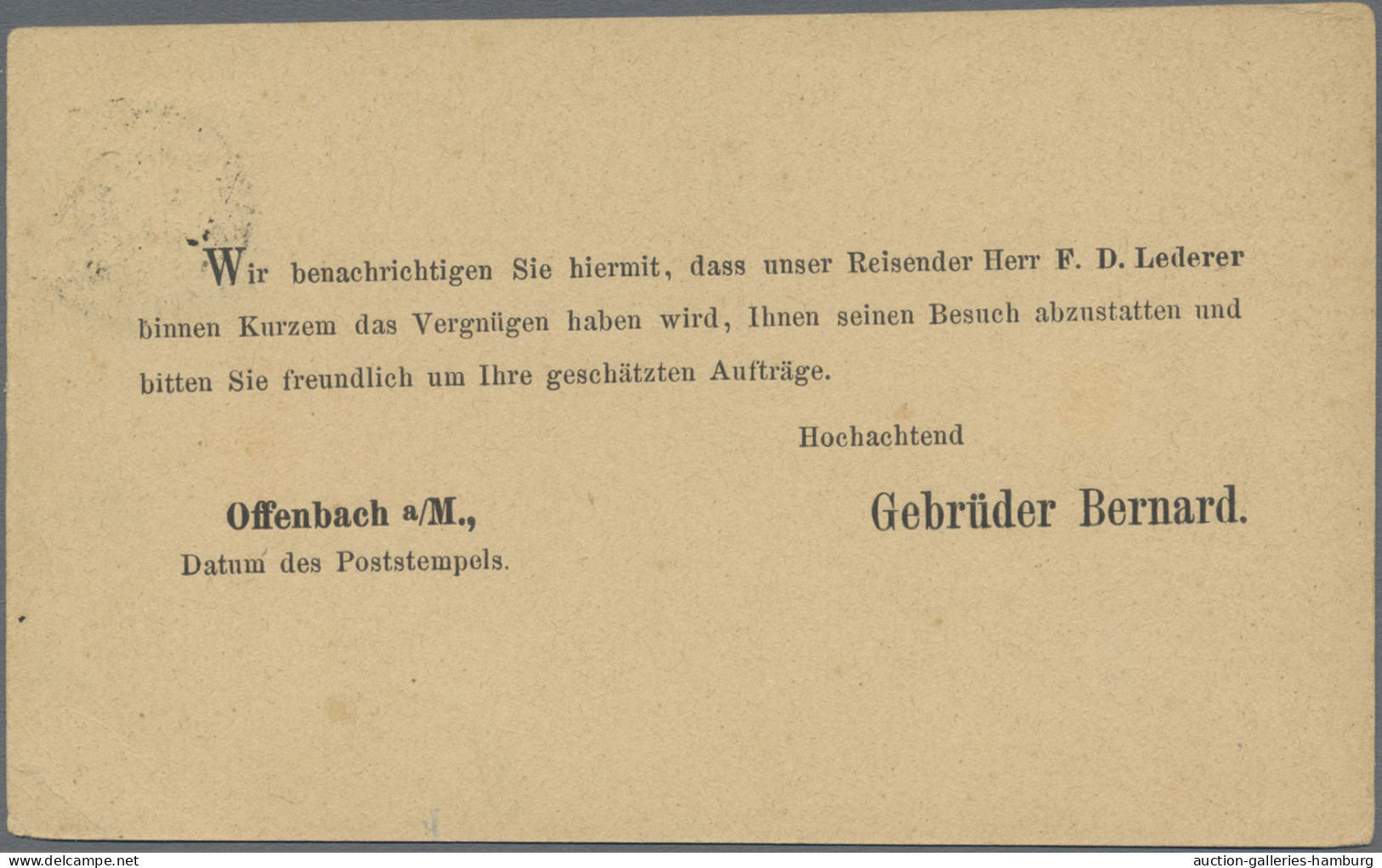 Deutsches Reich - Pfennige: 1875/1879, Drei Vertreter-Ankündigungskarten Je Fran - Covers & Documents