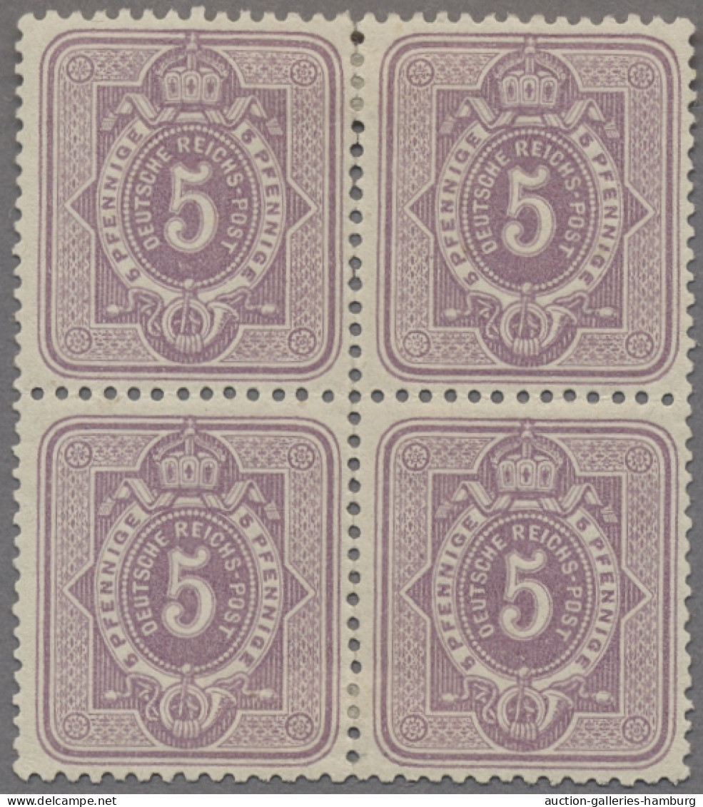 Deutsches Reich - Pfennige: 1875, 5 Pfg. Graupurpur, Ungebrauchter Viererblock, - Unused Stamps