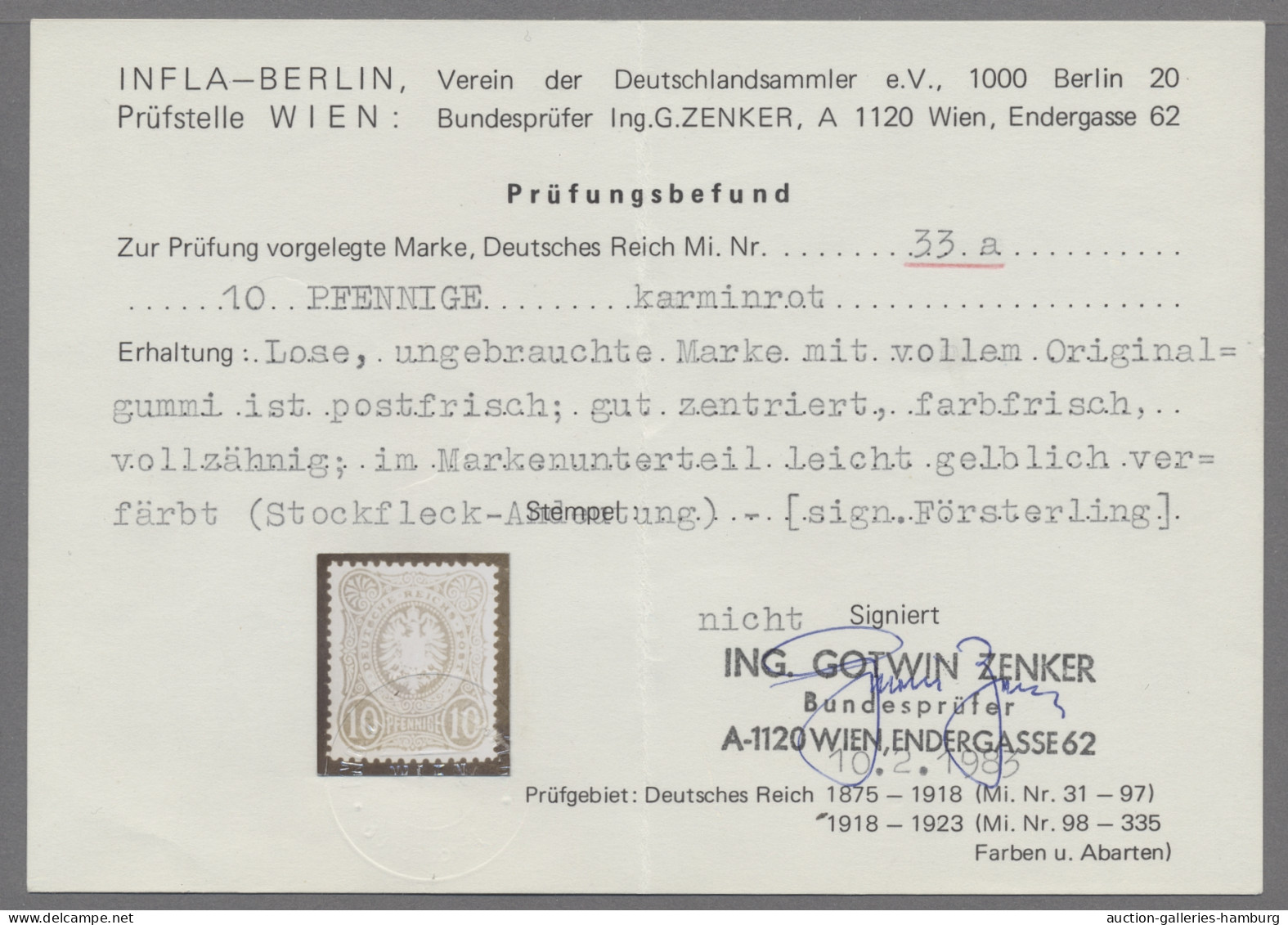 Deutsches Reich - Pfennige: 1875, 10 Pfg. Lilarot, Farbfrisches, Sehr Gut Zentri - Neufs