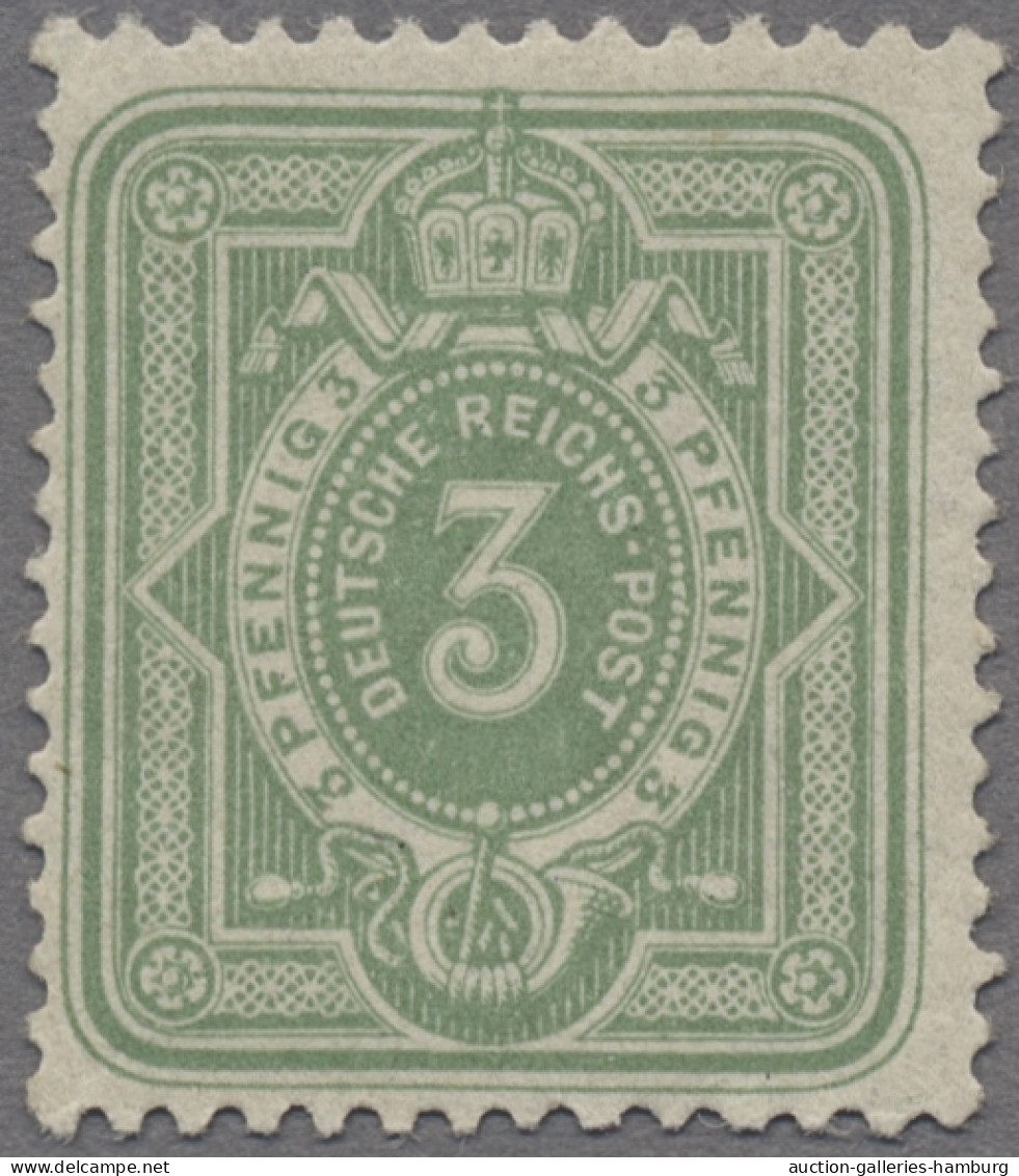 Deutsches Reich - Pfennig: 1887ff., Spätauflage, 3 Pfg. Mittelgelblichgrün, Post - Unused Stamps