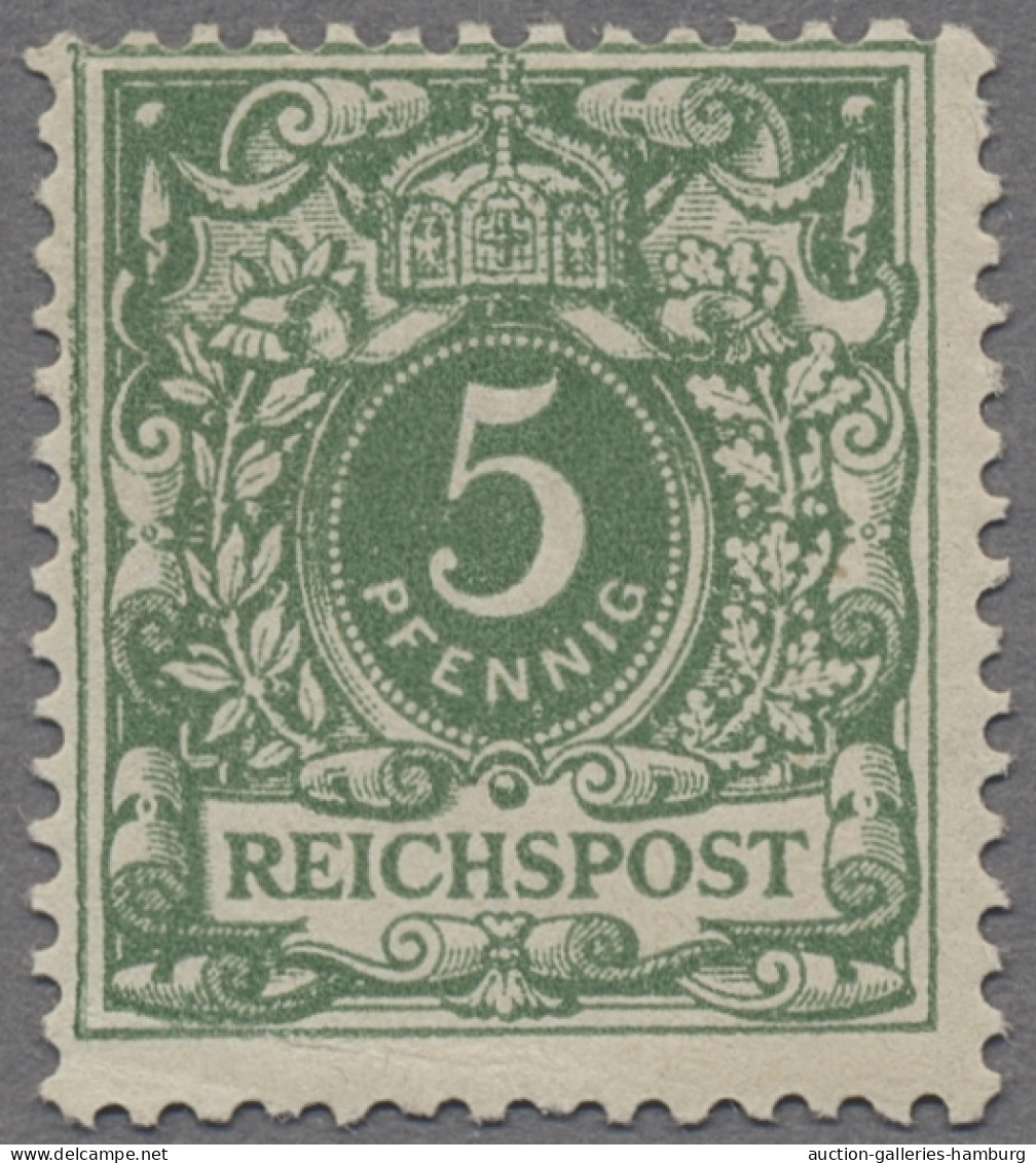 Deutsches Reich - Krone / Adler: 1890ff., 5 Pf. Gelblichgrün, Farbfrisches, Norm - Neufs