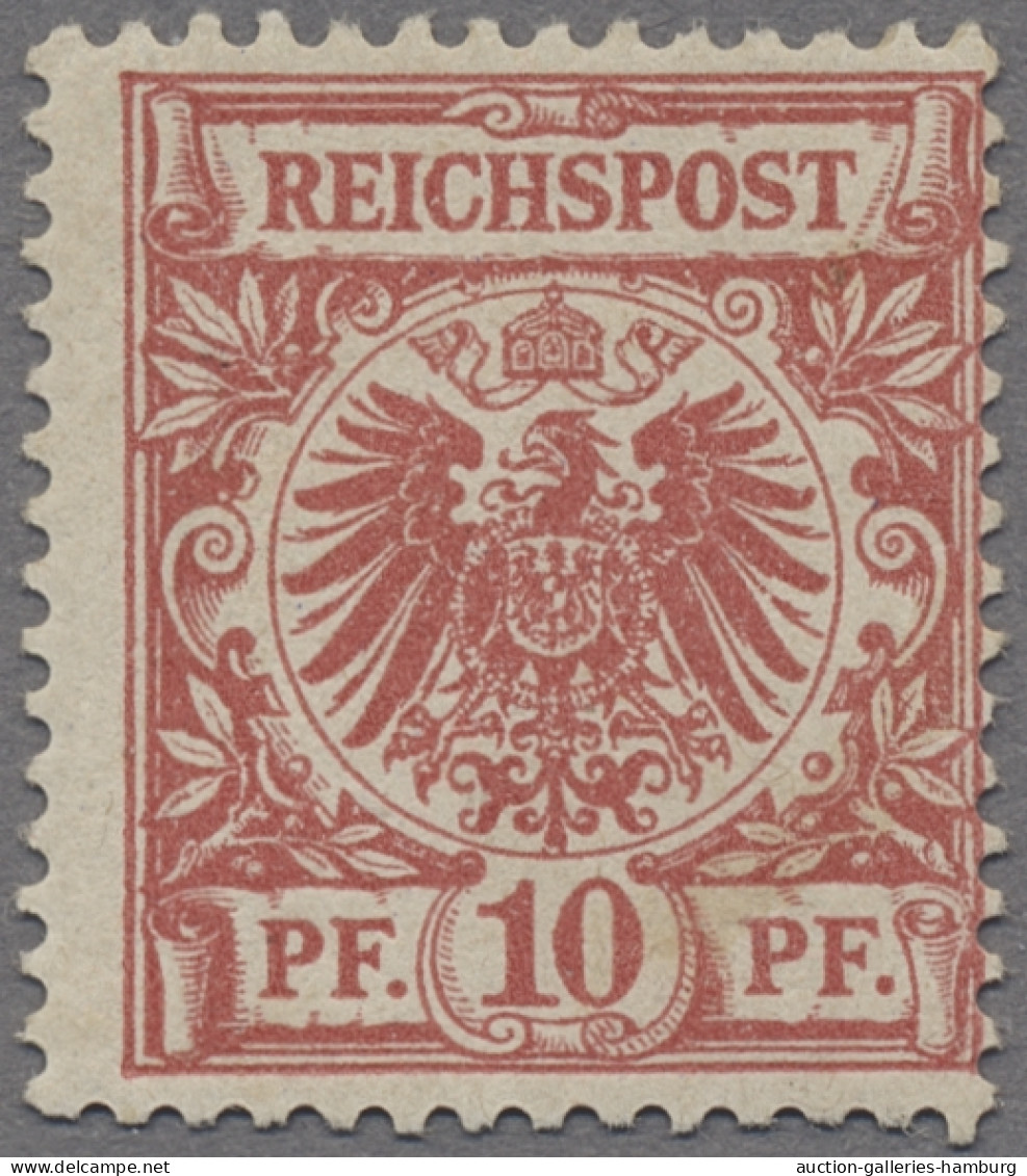 Deutsches Reich - Krone / Adler: 1893ff., 10 Pf. Mittelkarminrot (UV: Dunkelgelb - Neufs