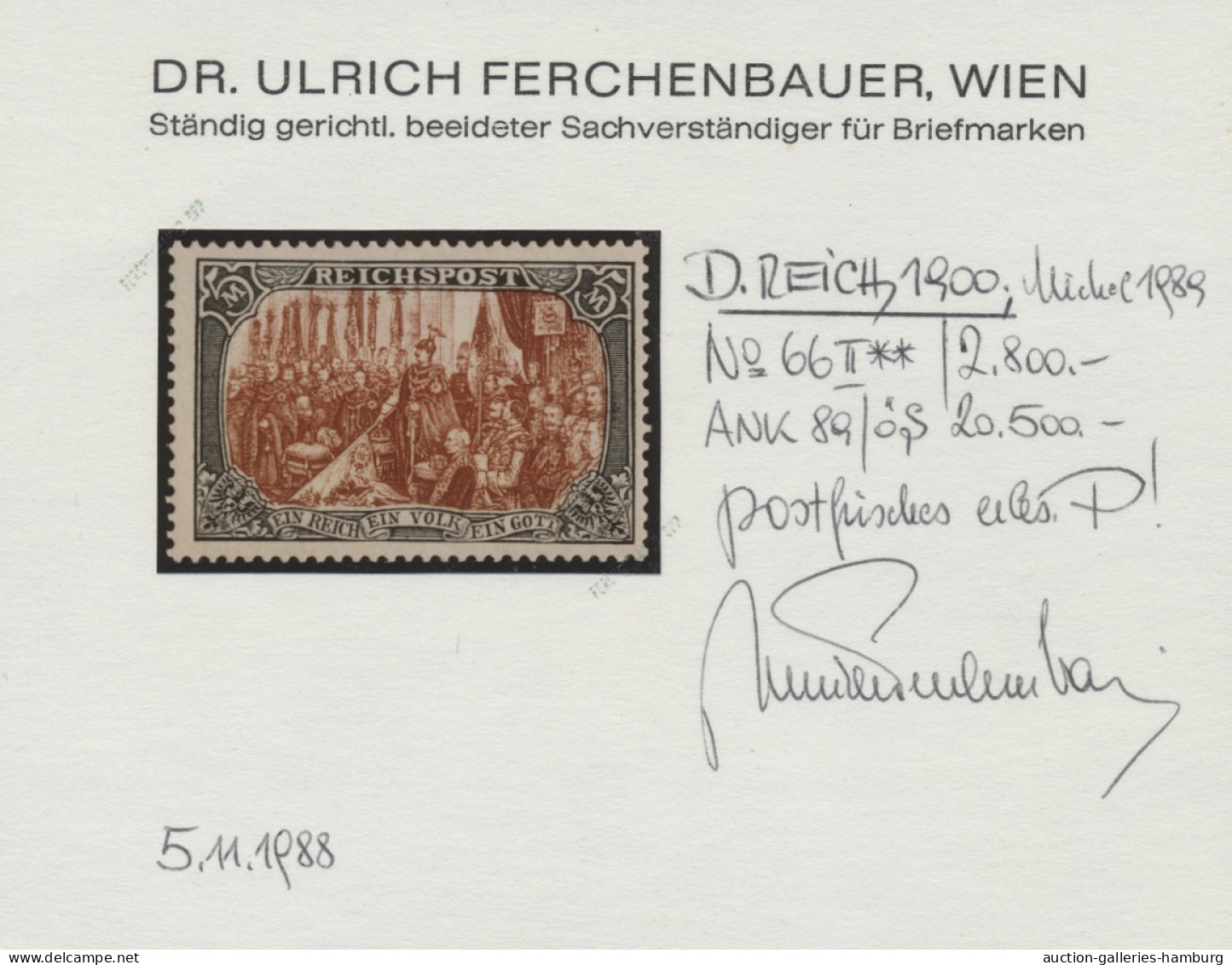 Deutsches Reich - Germania: 1900, REICHSPOST, Reichsgründungsfeier, 5 Mark Type - Unused Stamps