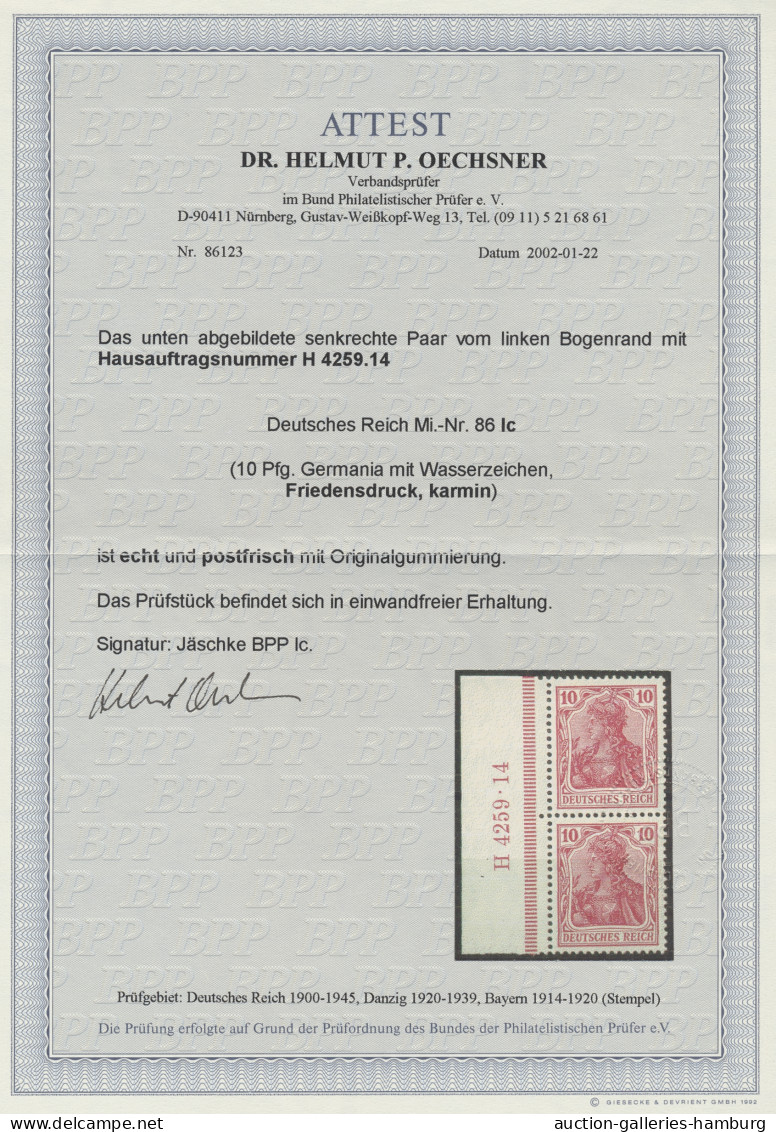 Deutsches Reich - Germania: 1914, Deutsches Reich Mit Wz., Friedensdruck, 10 Pfg - Nuevos