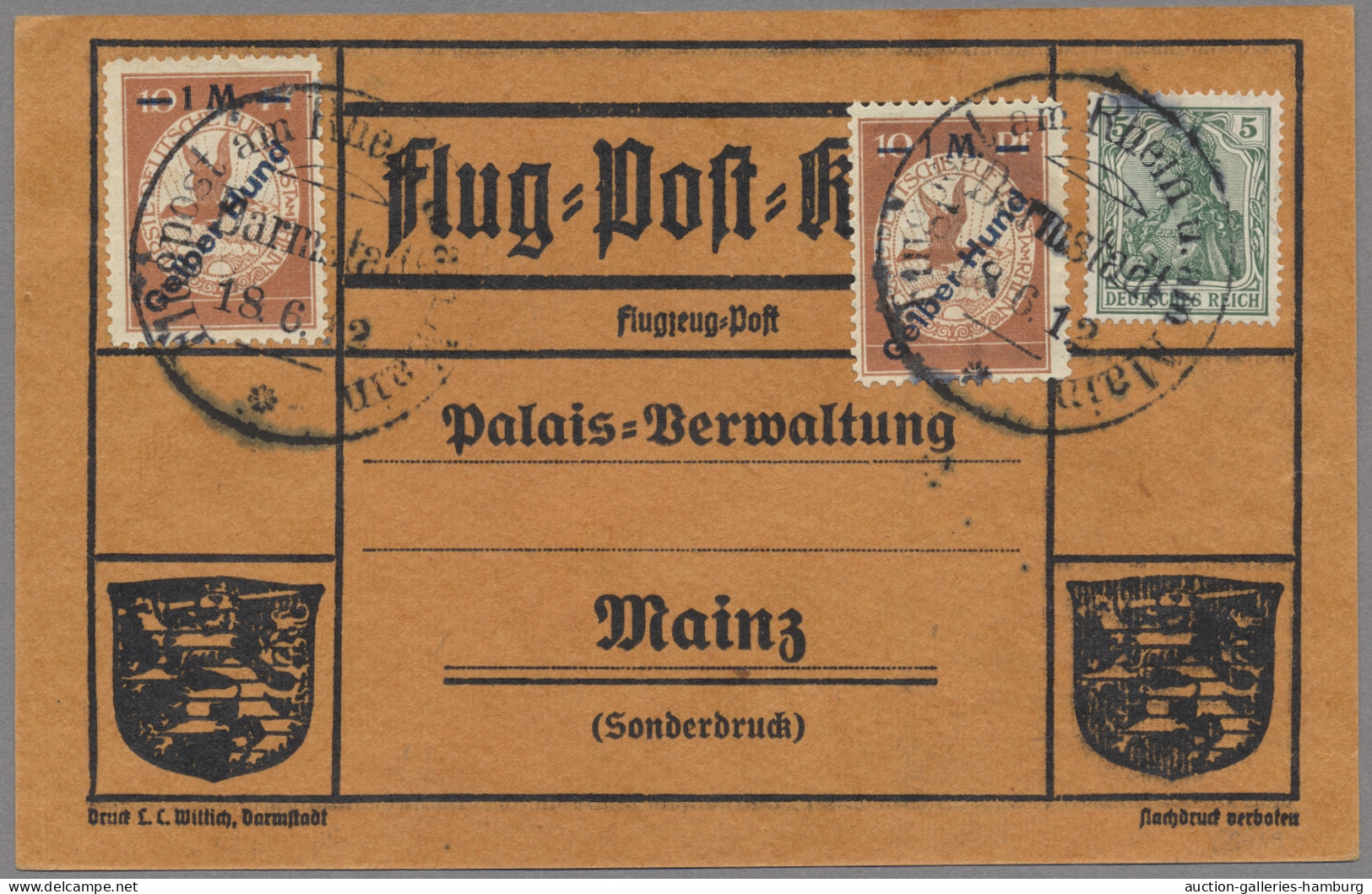 Deutsches Reich - Germania: 1912, Flugpost "Gelber Hund", Zwei Stück Auf Flugkar - Cartas & Documentos