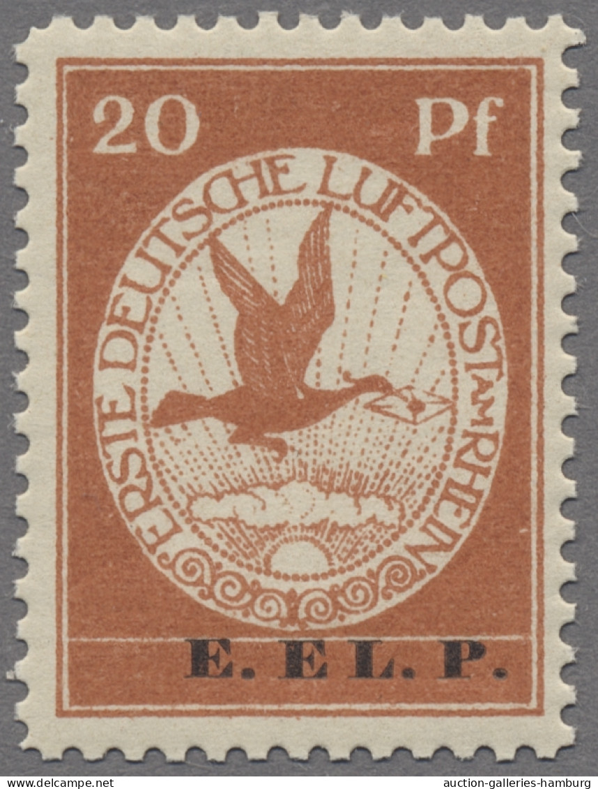 Deutsches Reich - Germania: 1912, Flugpostmarken, 20 Pf. Mit Aufdruck "E.EL.P.", - Unused Stamps