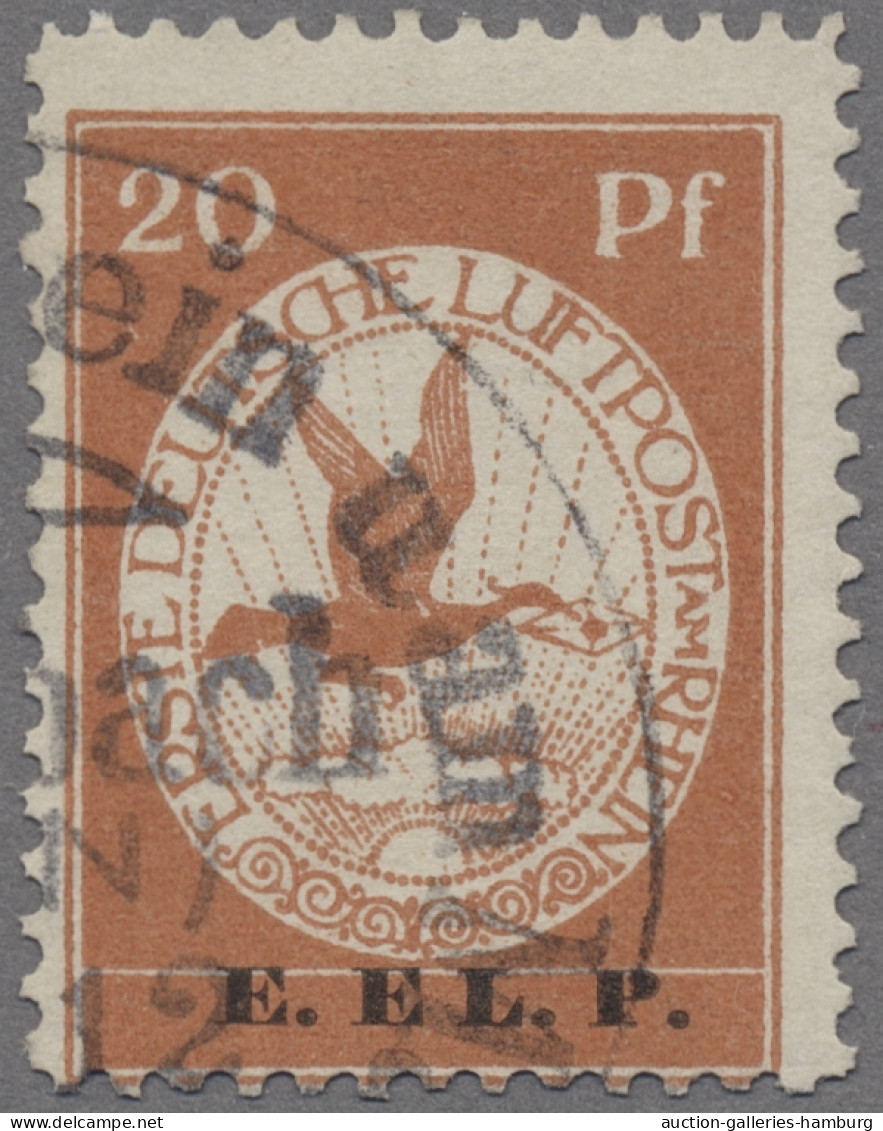 Deutsches Reich - Germania: 1912, Flugpostmarke 20 Pfg. Mit Aufdruck "E.EL.P.", - Oblitérés