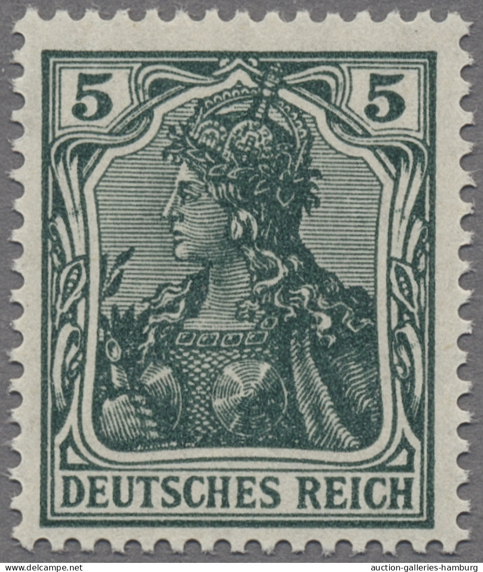 Deutsches Reich - Germania: 1918, Germania Mit Wz. 1, Kriegsdruck, 5 Pfg. In Der - Unused Stamps