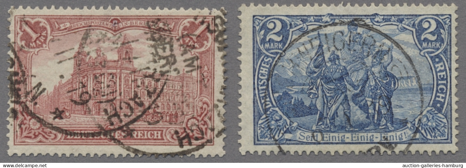 Deutsches Reich - Germania: 1915, Kriegsdruck Querformate, 1 Und 2 Mark, Jeweils - Usados