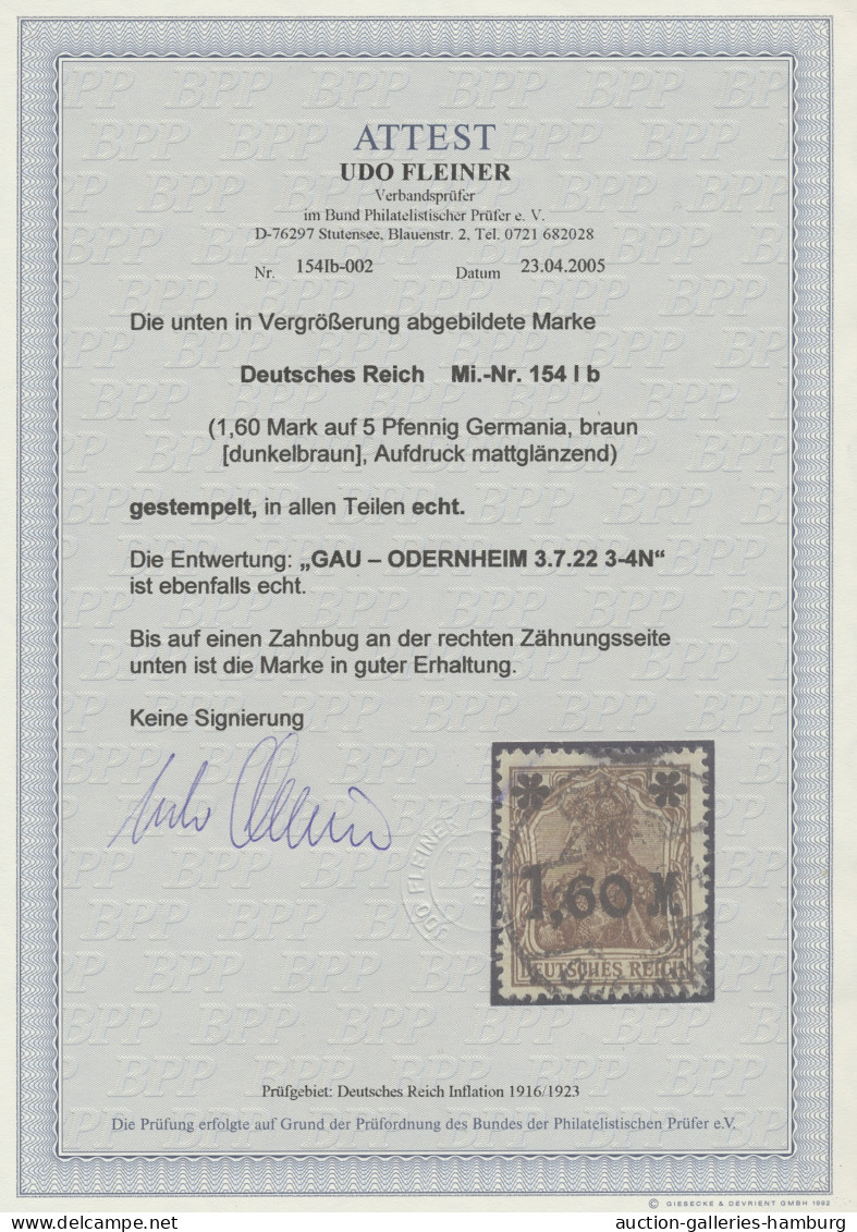 Deutsches Reich - Inflation: 1922, Germania Mit Mattglänzendem Überdruck, 1.60 M - Oblitérés