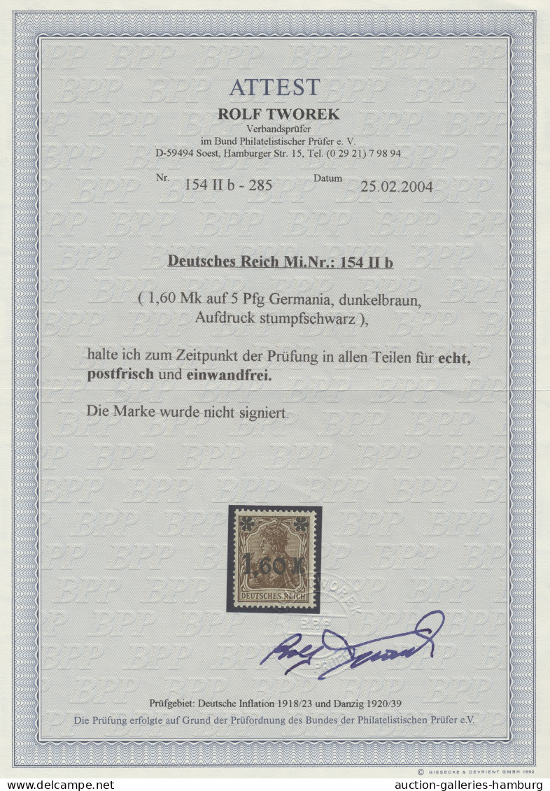 Deutsches Reich - Inflation: 1921, Germania Mit Aufdruck, 1.60 M Auf 5 Pf., Stum - Neufs