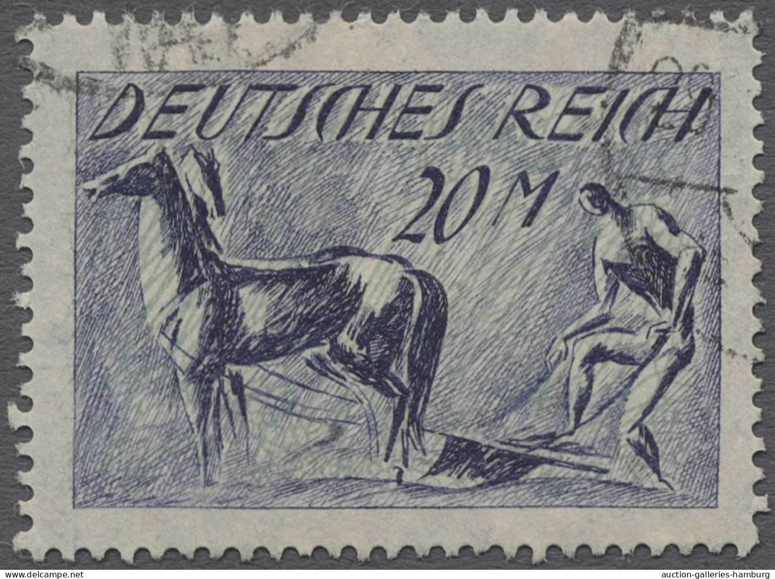 Deutsches Reich - Inflation: 1922, Pflüger Querformat, 20 Mark Mit Wz. 2 Und KOP - Oblitérés
