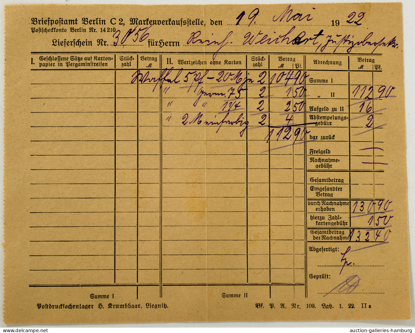 Deutsches Reich - Inflation: 1922, Freimarken Mit Wz. Waffeln (Wz. 2), Bis Auf D - Cartas & Documentos