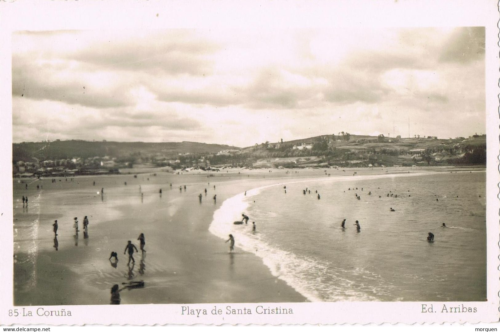 54022. Postal CORUÑA, Vista Animada Playa De Santa Cristina - La Coruña