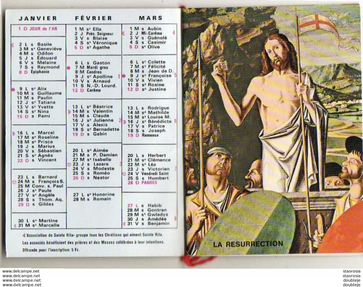 CALENDRIER 1978  SAINTE RITA VEILLE SUR NOUS - Formato Piccolo : 1971-80