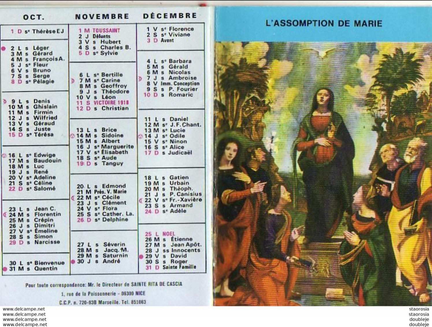 CALENDRIER 1978  SAINTE RITA VEILLE SUR NOUS - Petit Format : 1971-80