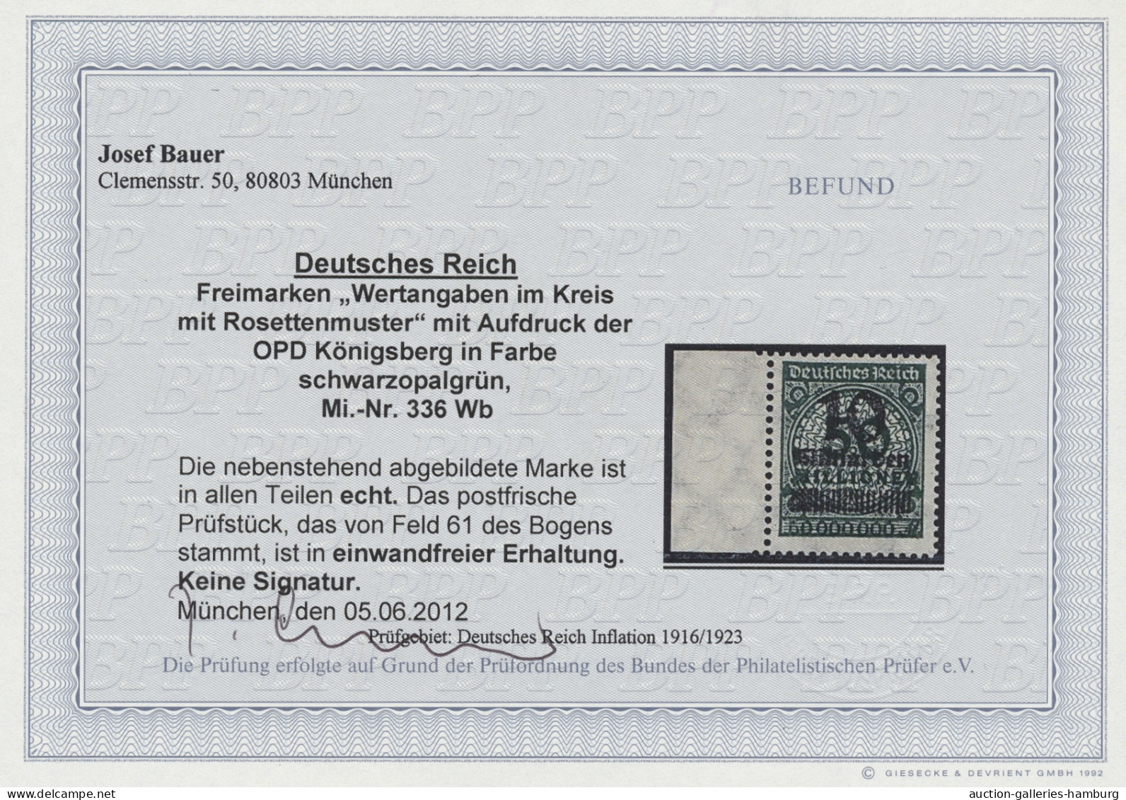 Deutsches Reich - Inflation: 1923, 2. OPD-Ausgabe, Rosettenmuster, 50 Millionen - Autres & Non Classés