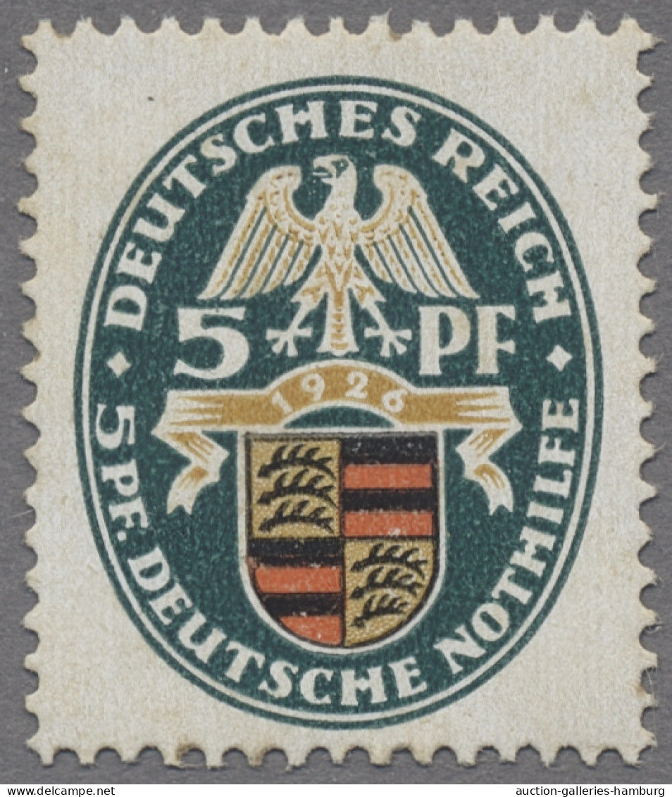 Deutsches Reich - Weimar: 1926, Nothilfe, Landeswappen II, 5 + 5 Rpf. Württember - Unused Stamps