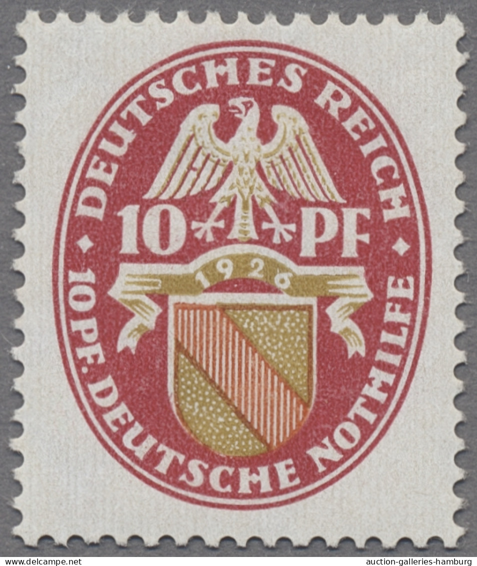 Deutsches Reich - Weimar: 1926, Nothilfe, Landeswappen II, 10 + 10 Pfg. Mit STEH - Unused Stamps