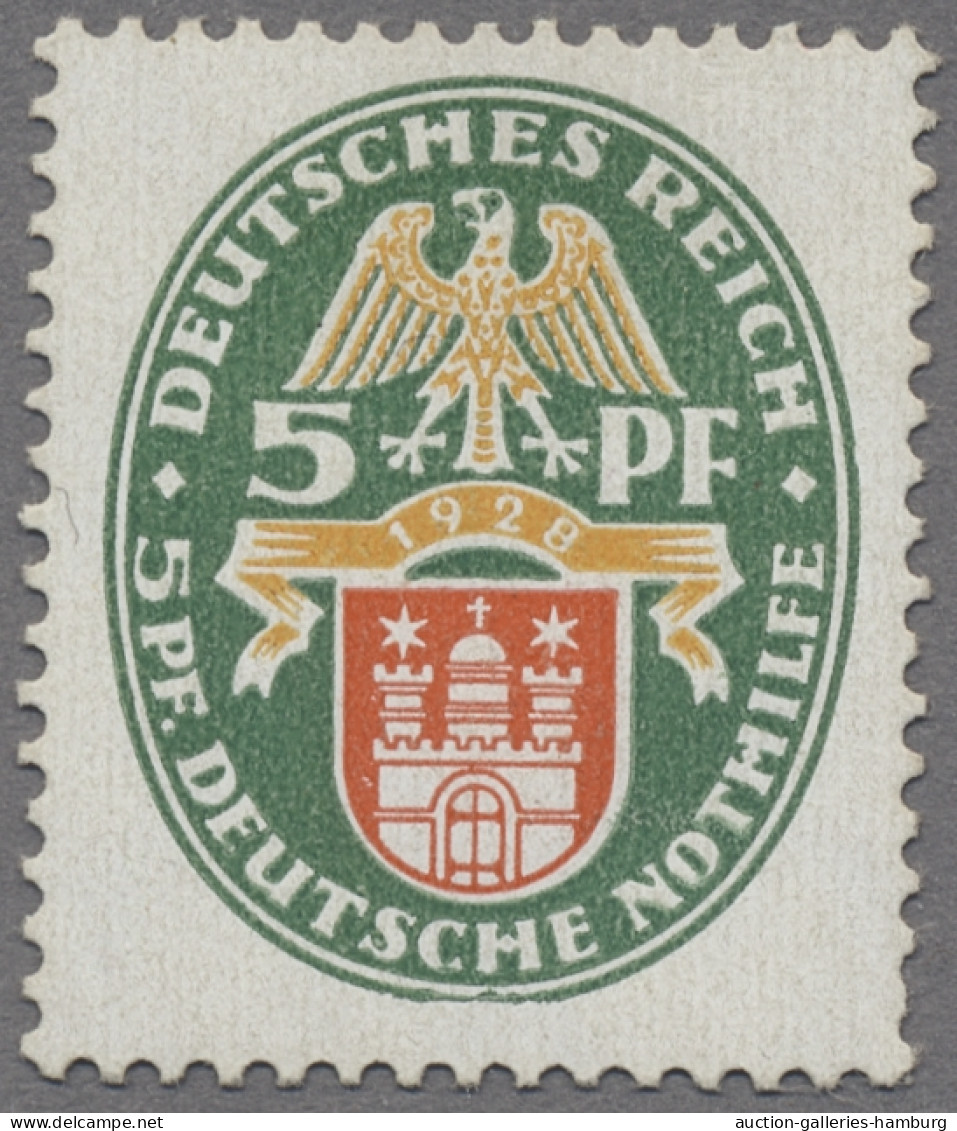Deutsches Reich - Weimar: 1928, Nothilfe, Landeswappen III, 5 + 5 Pfg. Hamburg M - Nuevos
