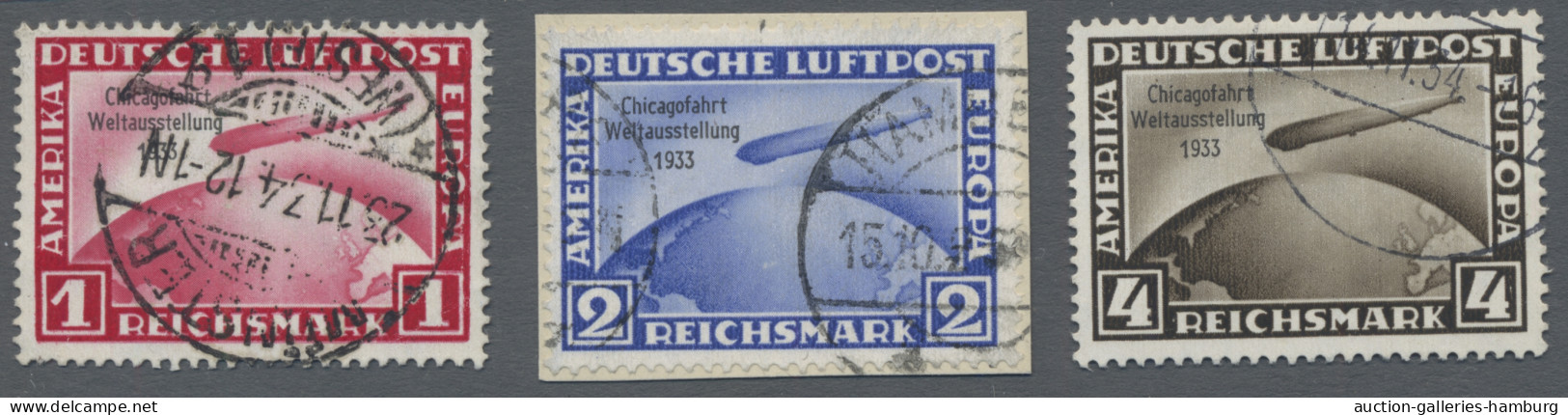 Deutsches Reich - 3. Reich: 1933, Chicagofahrt 3 Werte Komplett Gestempelt. Die - Oblitérés